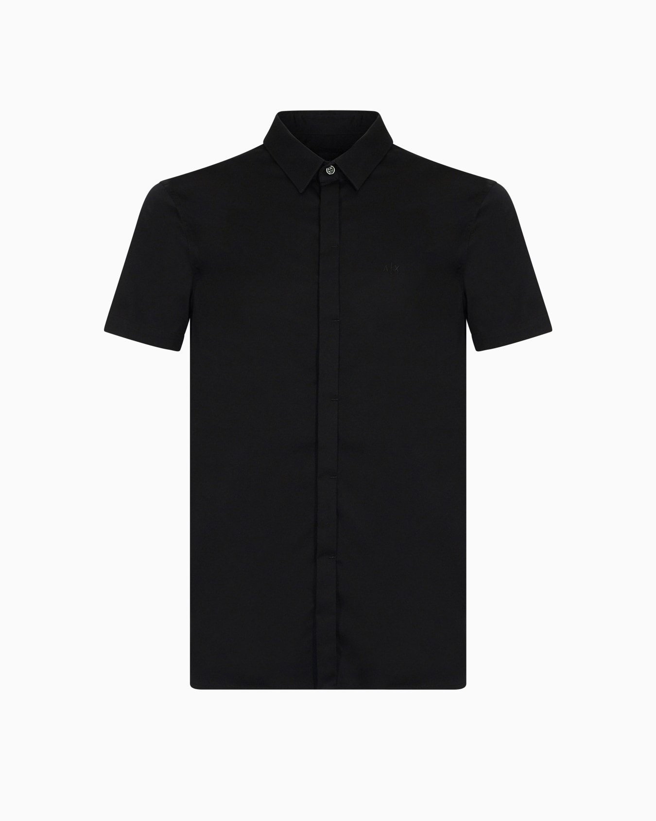 Slim fit short sleeve shirt in stretch satin Slide 0