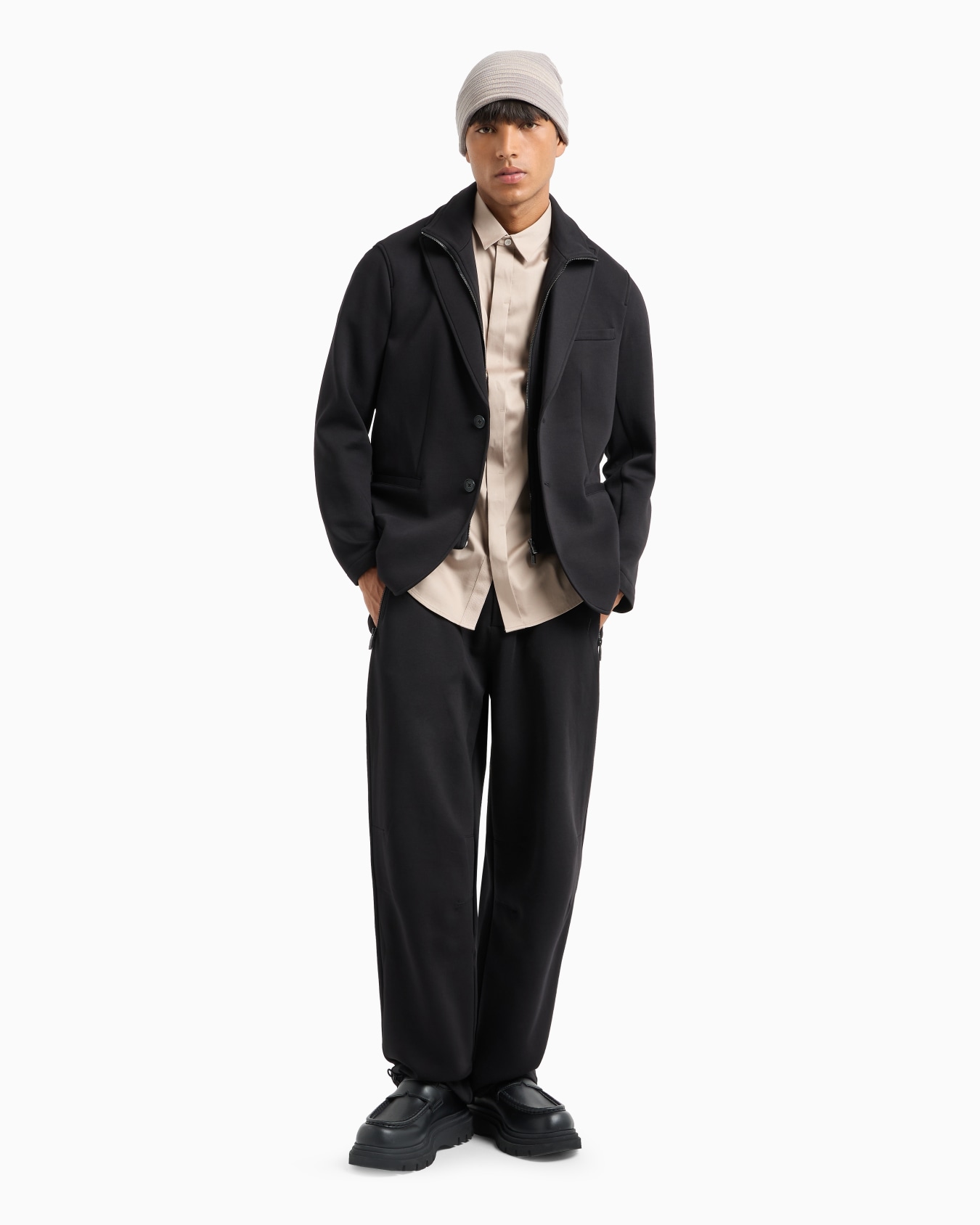 Slim fit short sleeve shirt in stretch satin Slide 3
