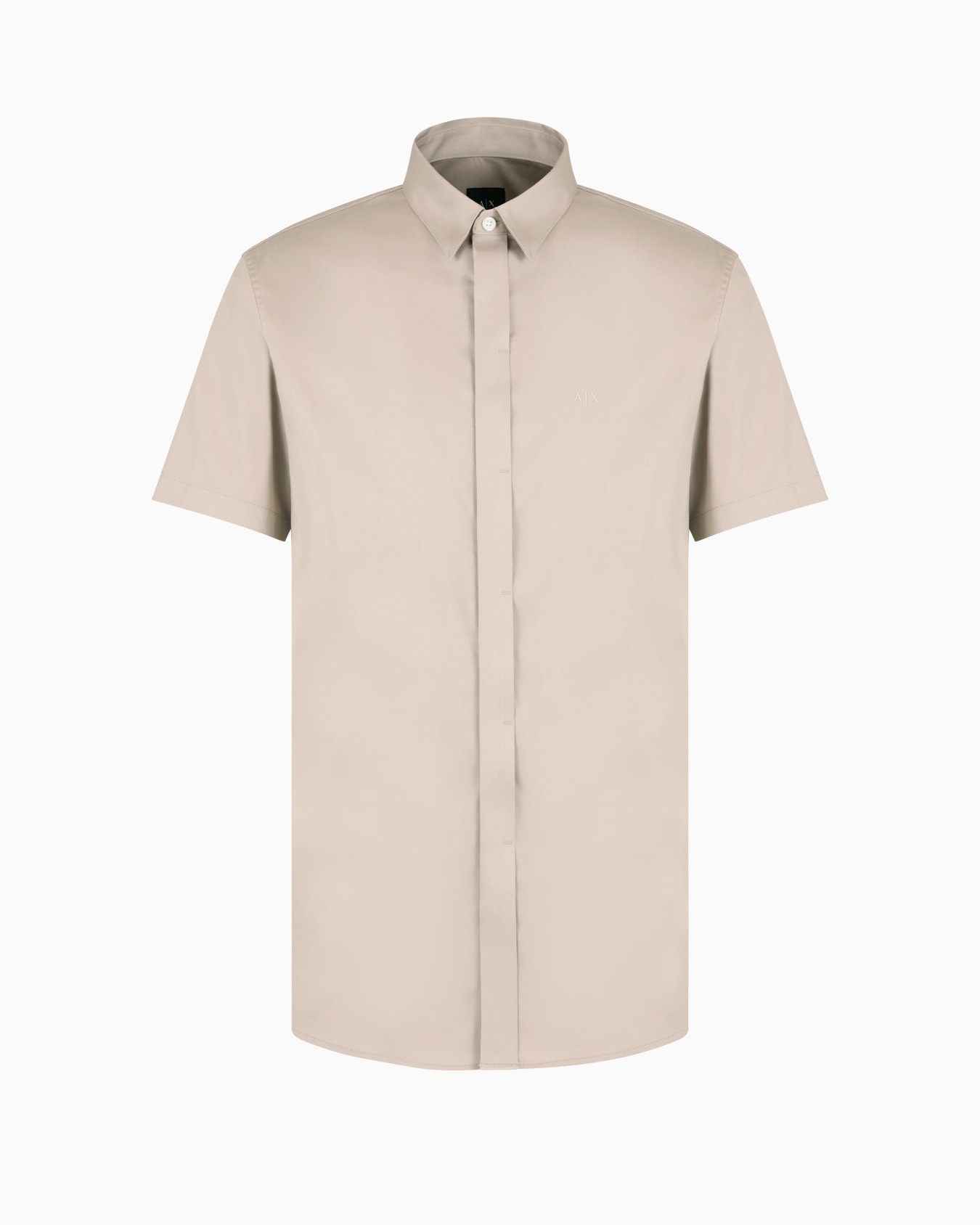 Slim fit short sleeve shirt in stretch satin Slide 0