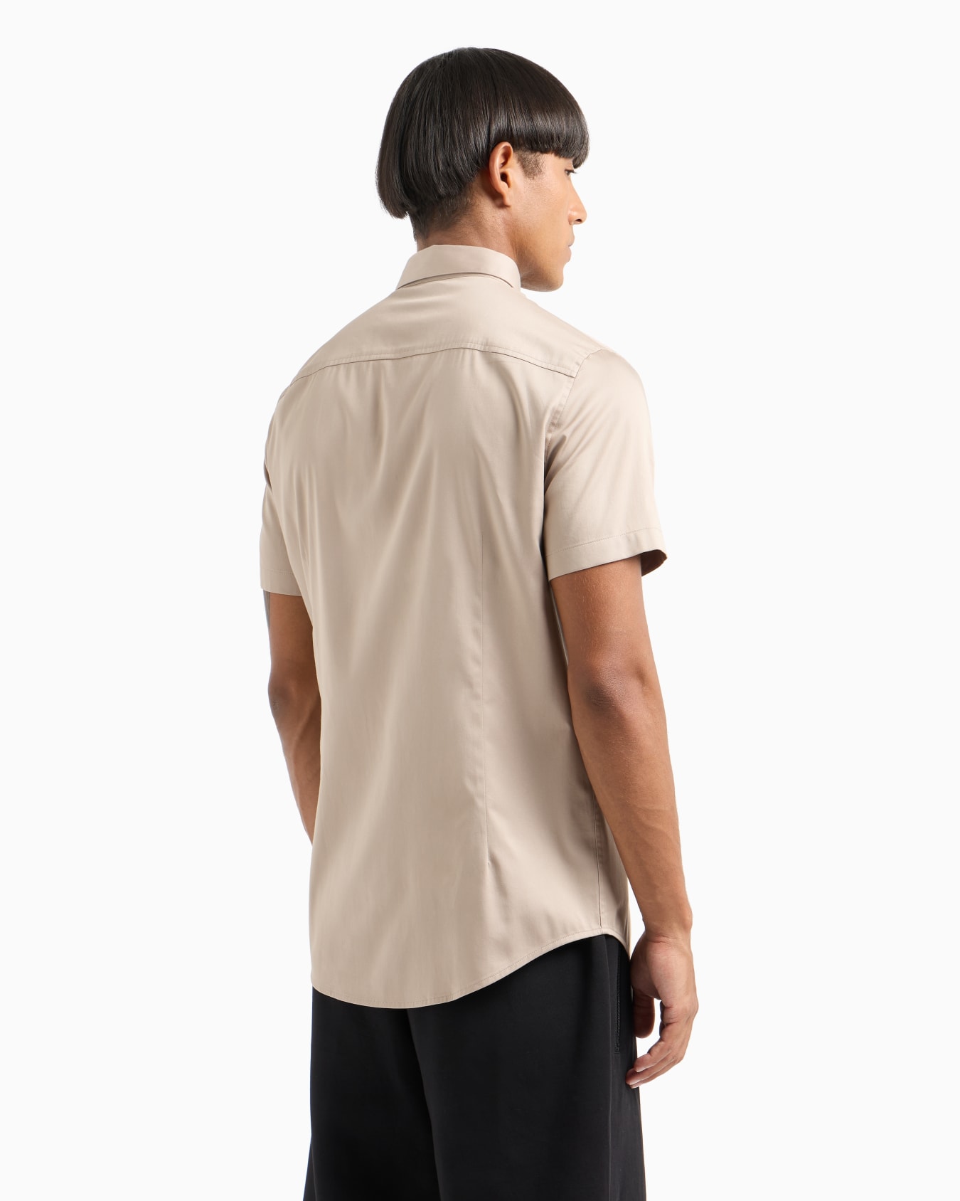 Slim fit short sleeve shirt in stretch satin Slide 2