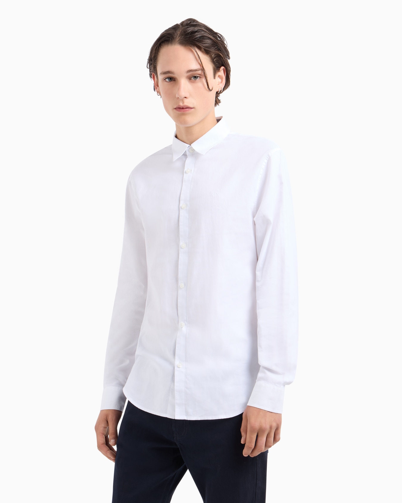 Slim fit cotton pique shirt Slide 3