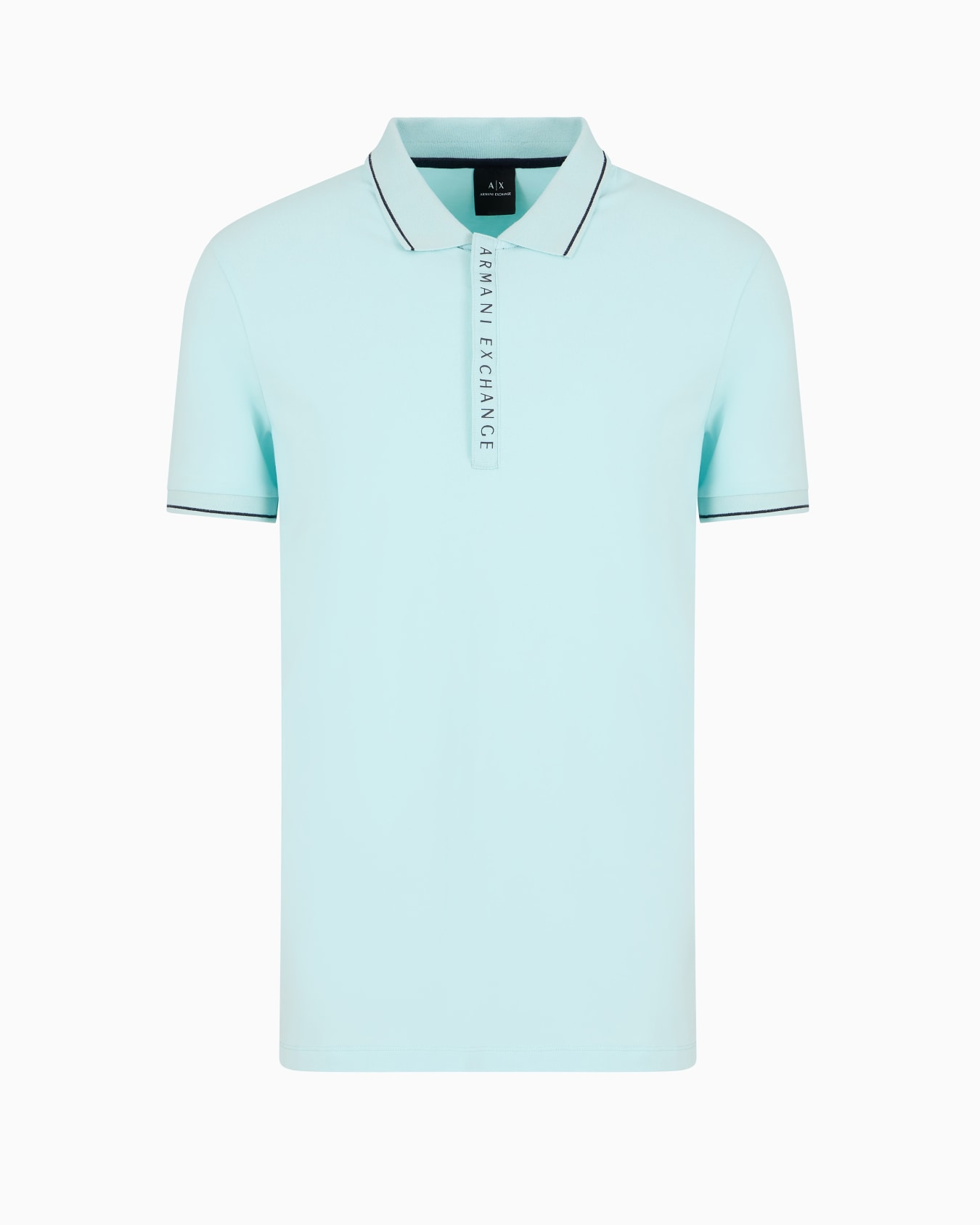 Polo with contrasting logo in cotton spandex Slide 0
