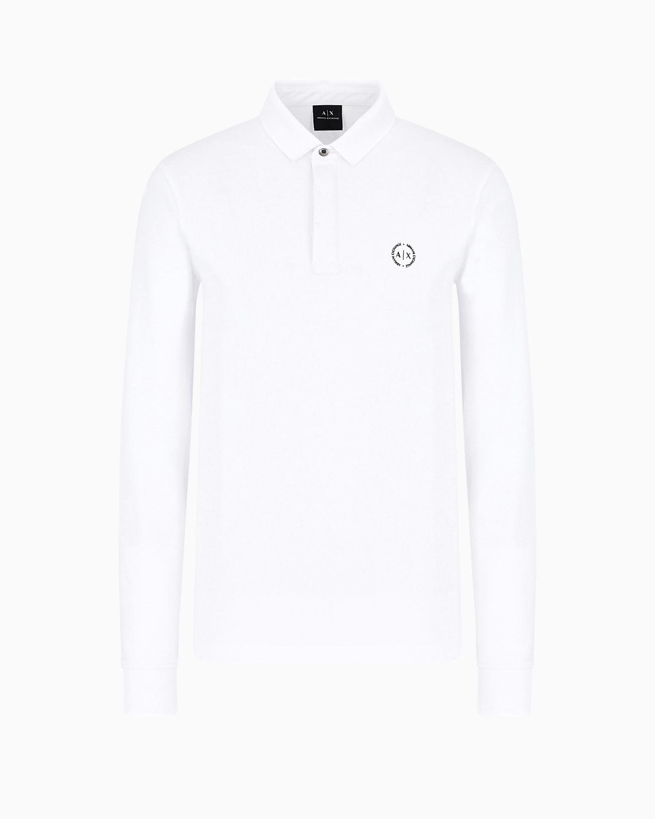 Slim fit polo shirt in stretch cotton with long sleeves Slide 0