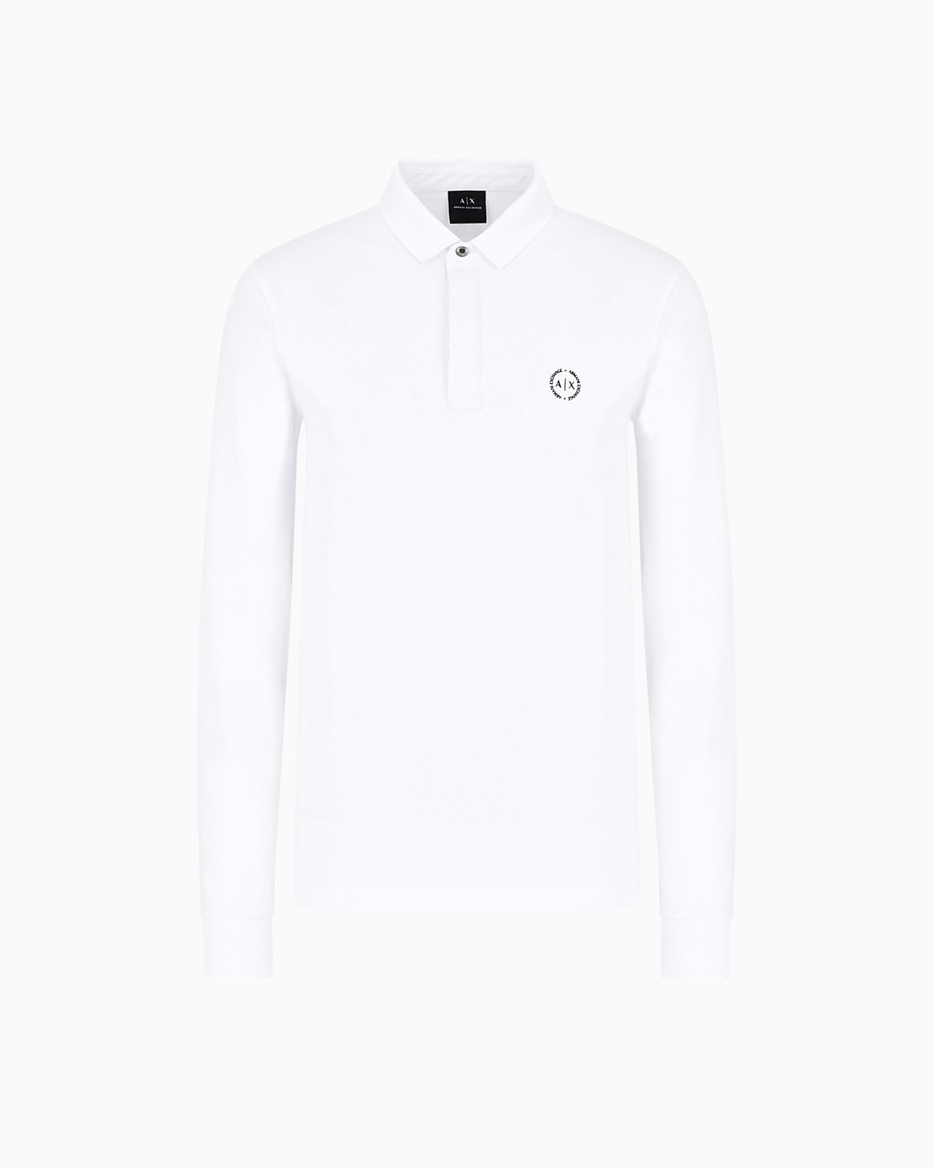 Polo slim fit de algodón elástico con mangas largas Diapositiva 0