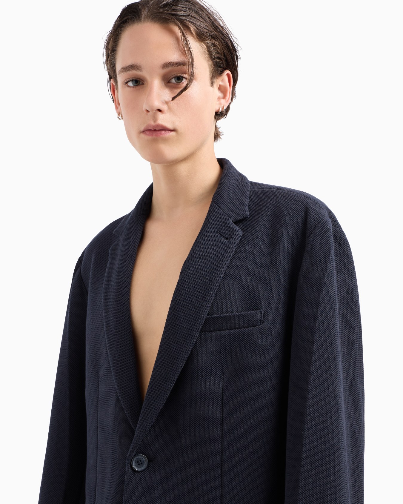 Einreihige Jacke aus strukturiertem Stoff Folie 4