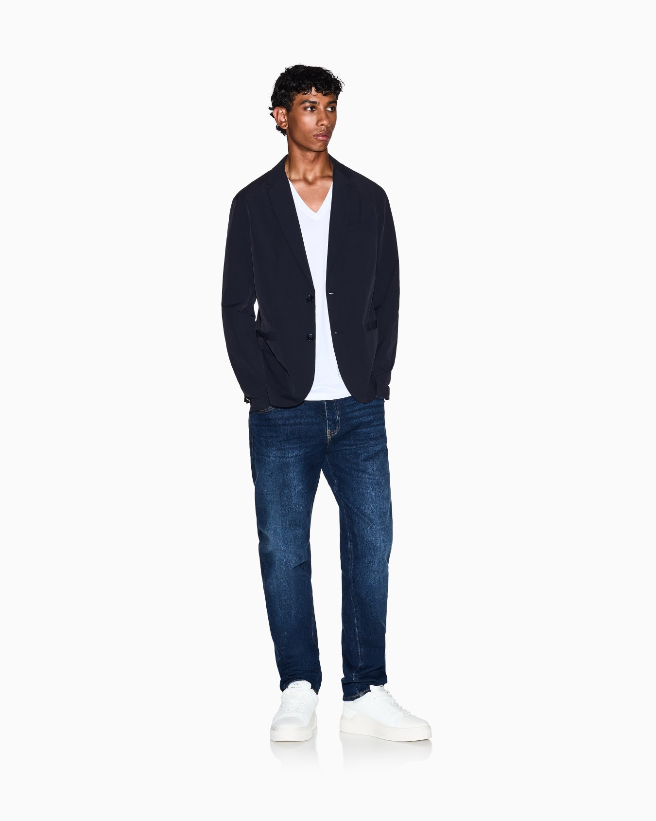 Single-breasted jacket in ultra-stretch twill Slide 1