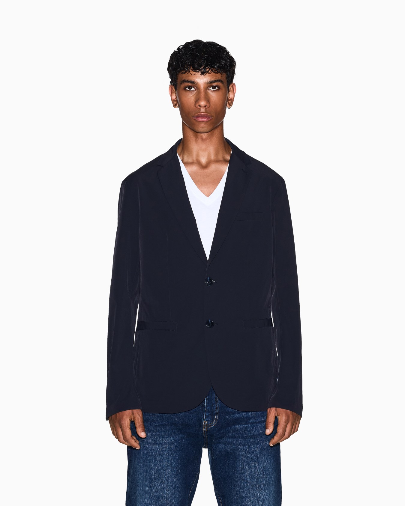 Single-breasted jacket in ultra-stretch twill Slide 3