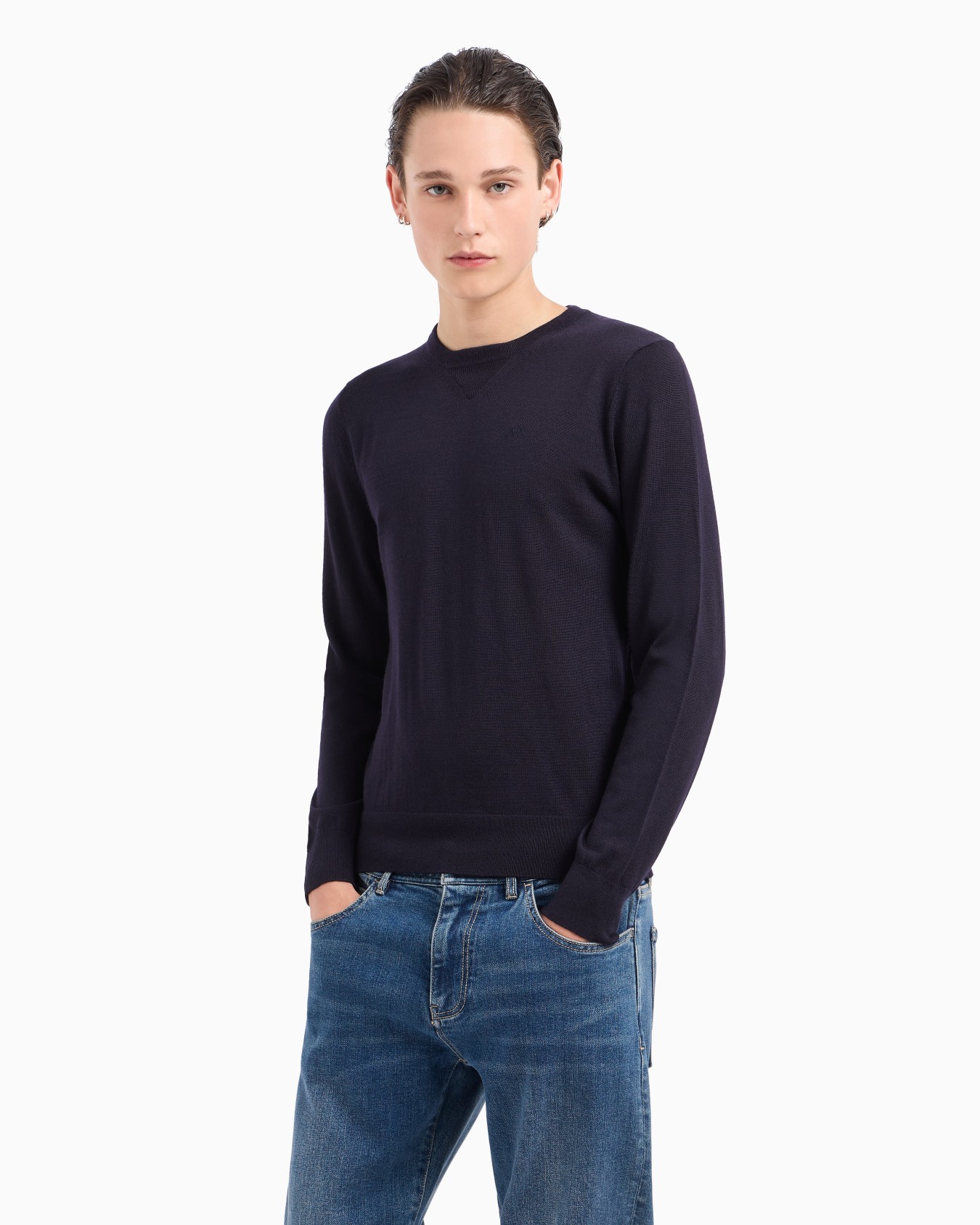 Crewneck sweater in virgin wool Slide 1