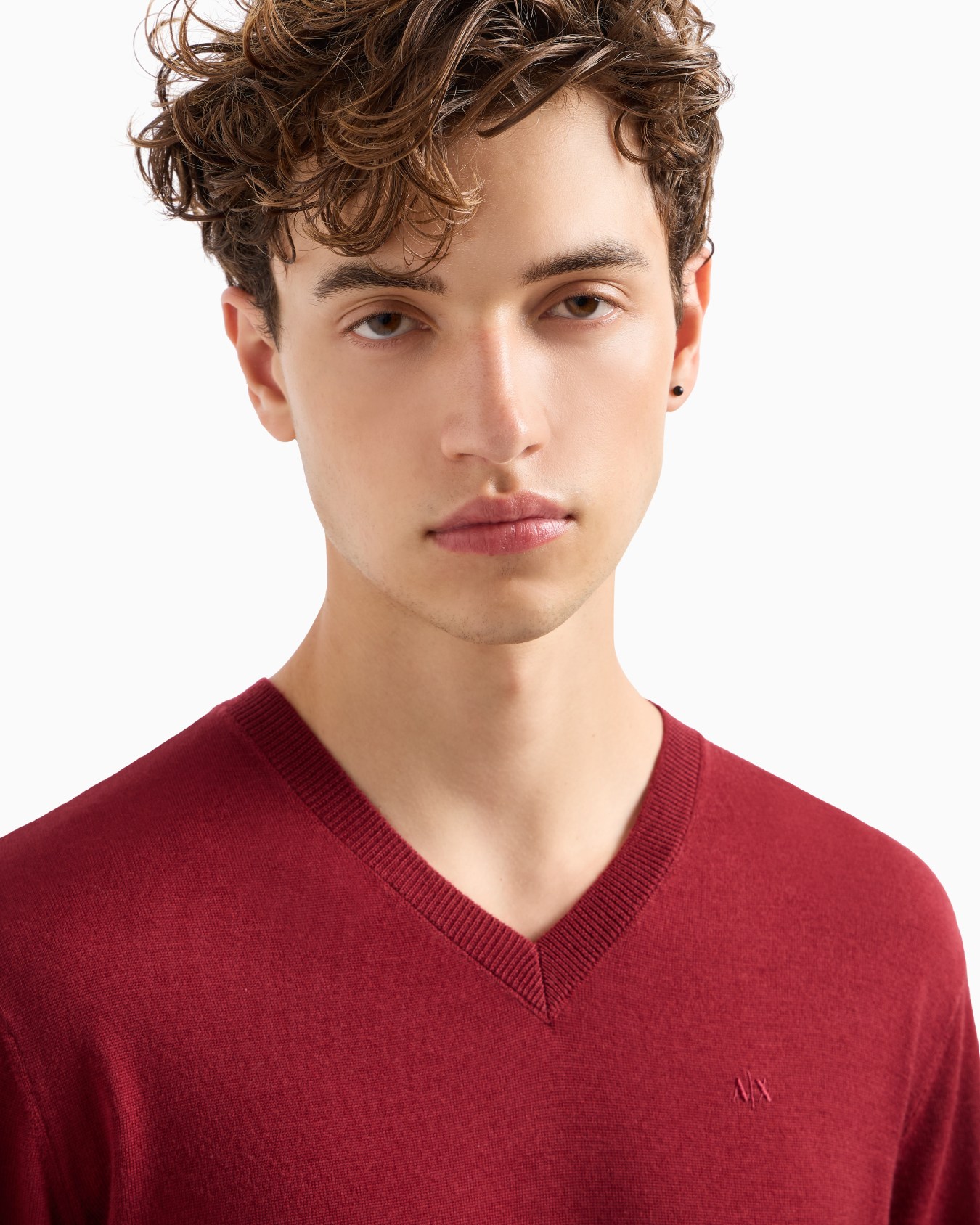 ASV Checked Jacquard V-neck Sweater Slide 4