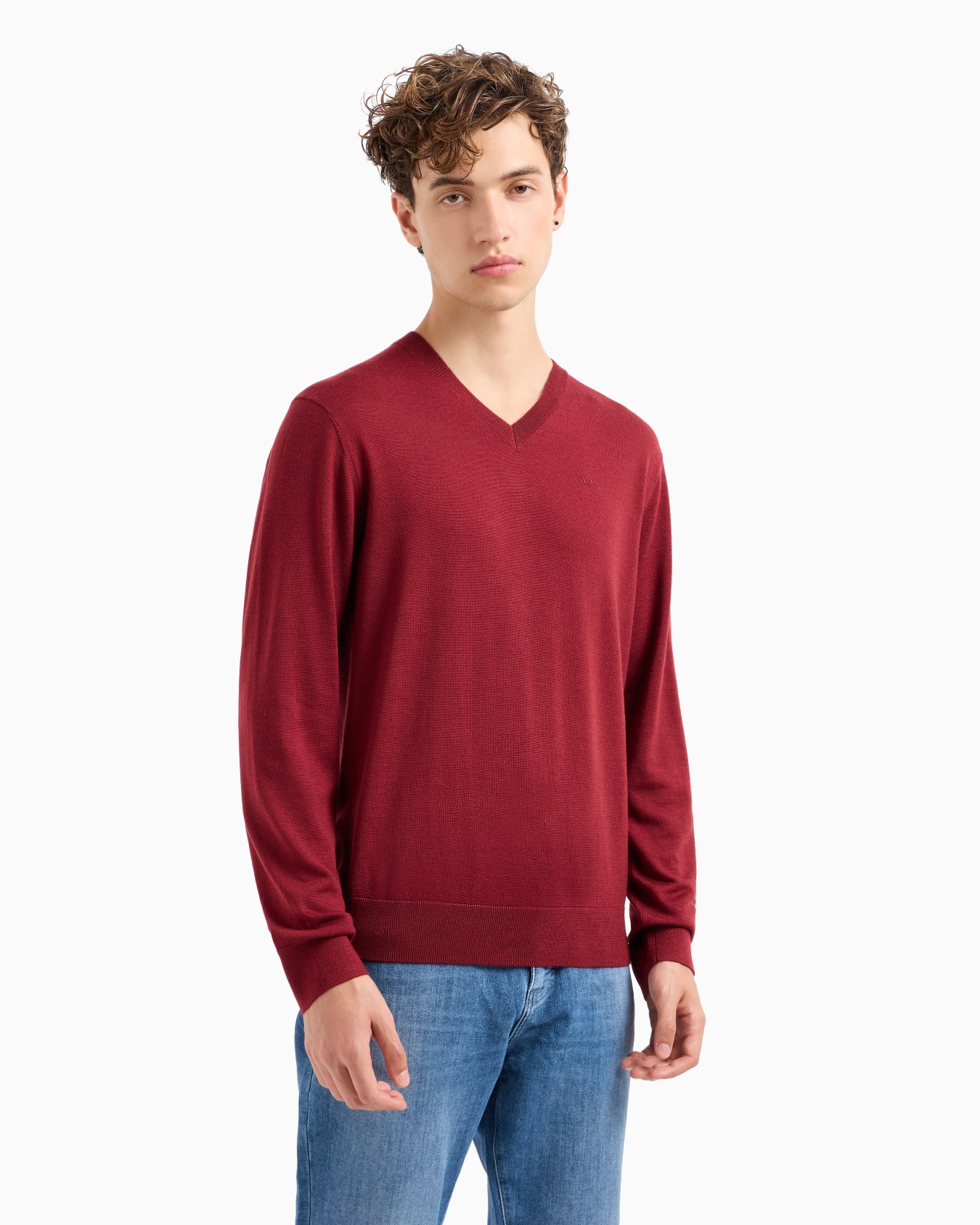ASV Checked Jacquard V-neck Sweater Slide 1