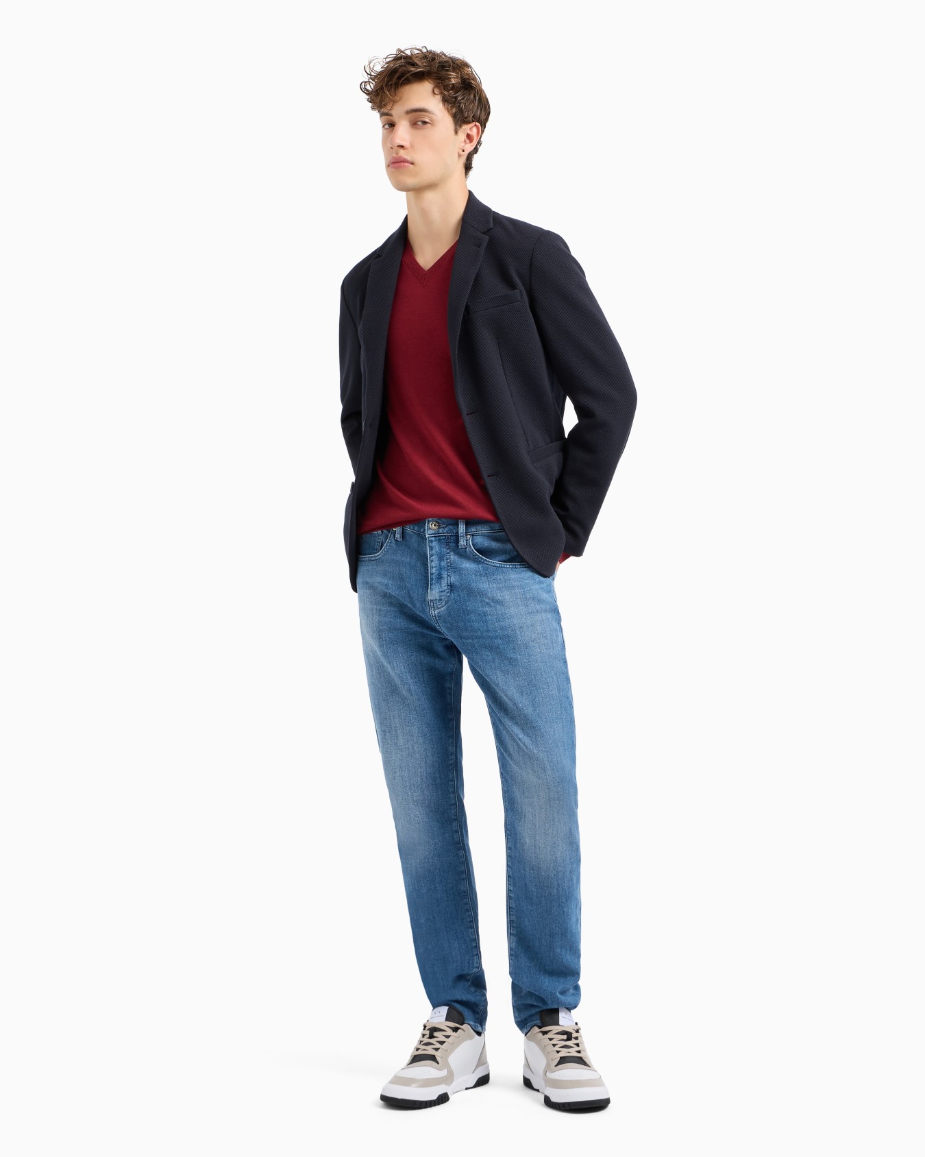 ASV Checked Jacquard V-neck Sweater Slide 3