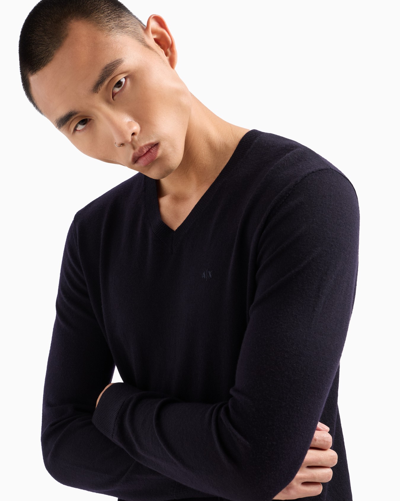 ASV Checked Jacquard V-neck Sweater Slide 4