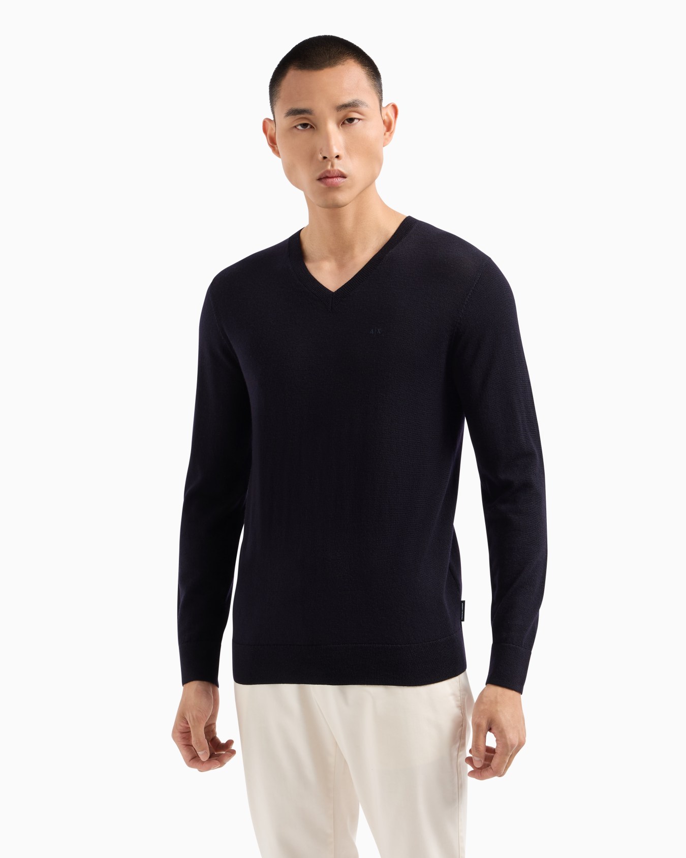ASV Checked Jacquard V-neck Sweater Slide 1