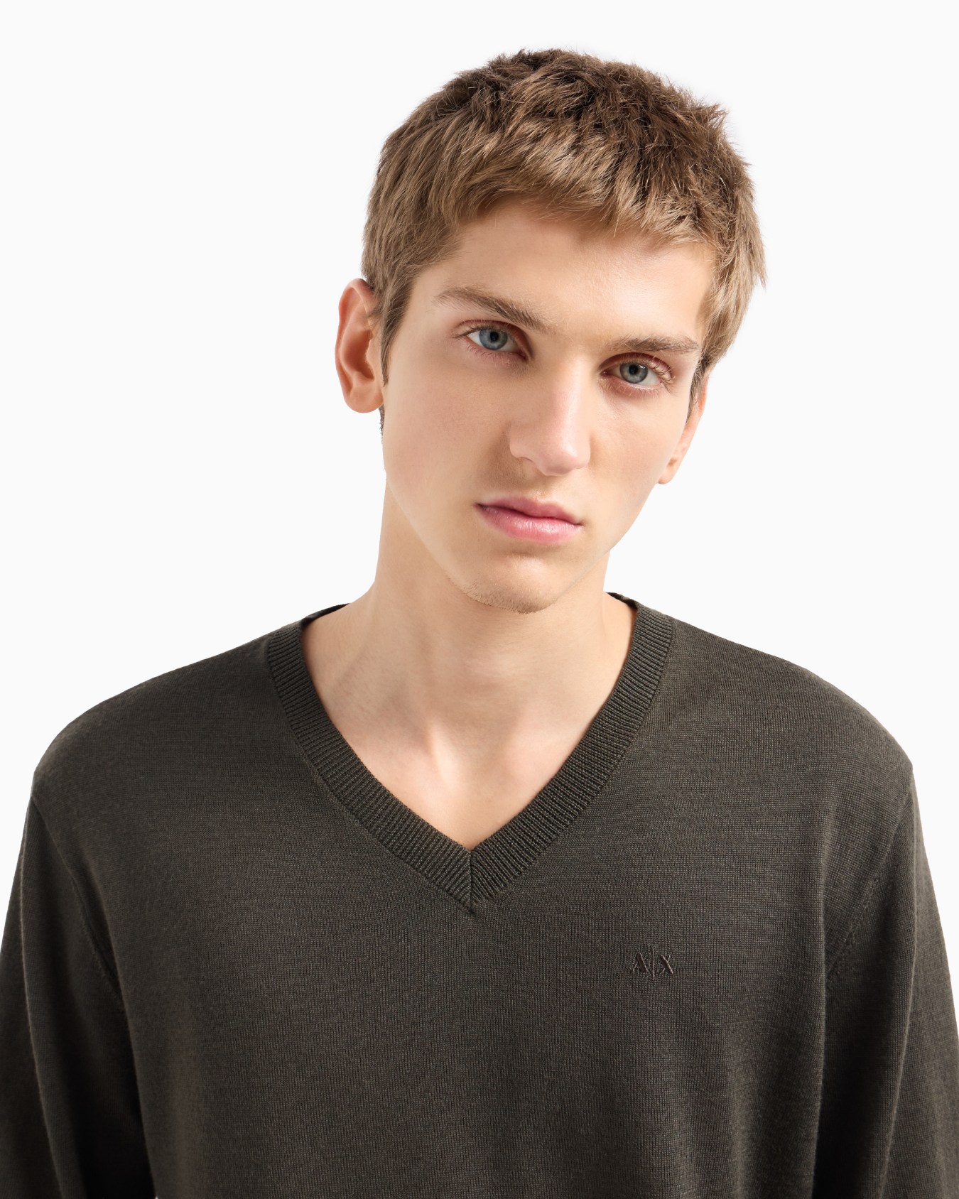 ASV Checked Jacquard V-neck Sweater Slide 4