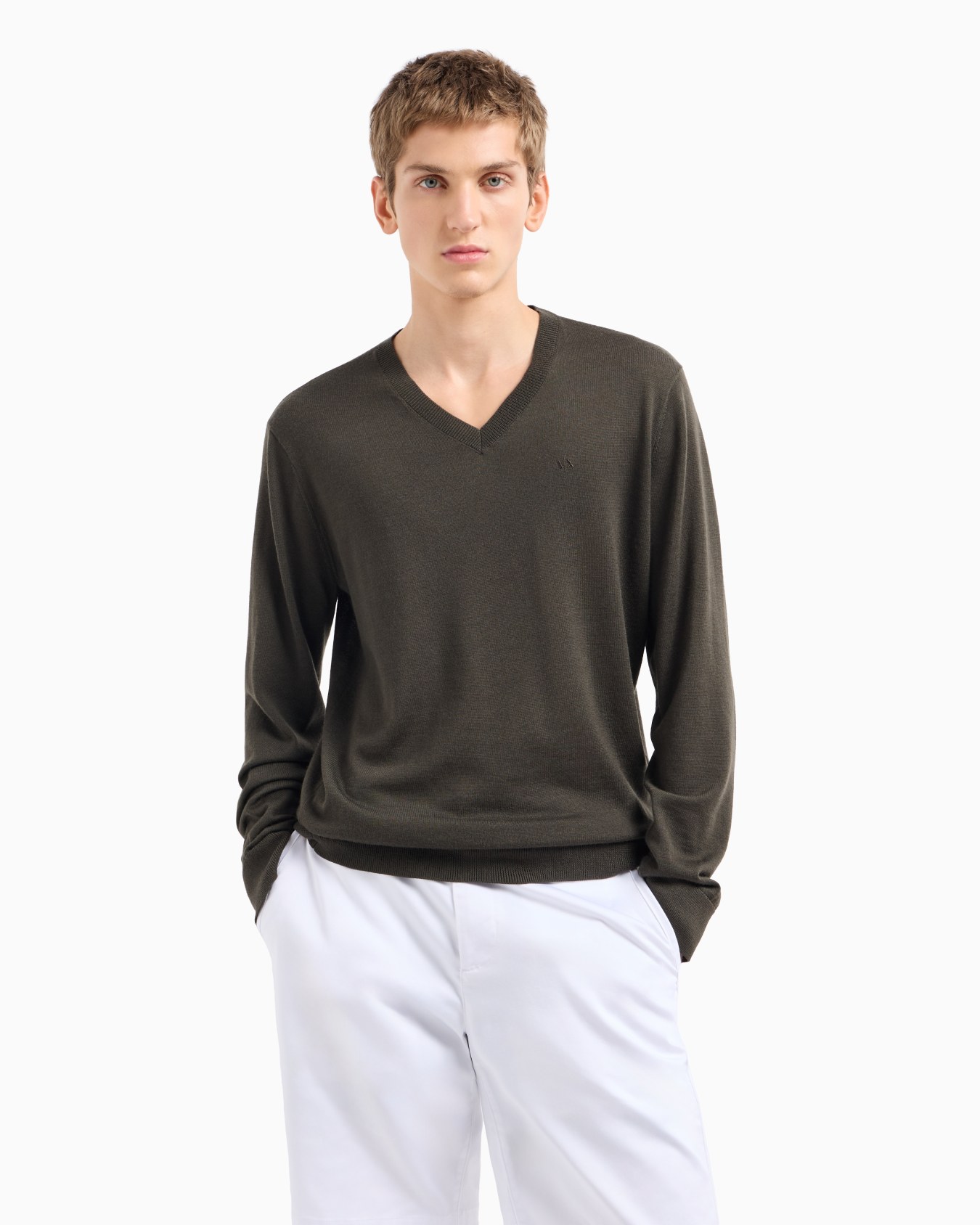 ASV Checked Jacquard V-neck Sweater Slide 1