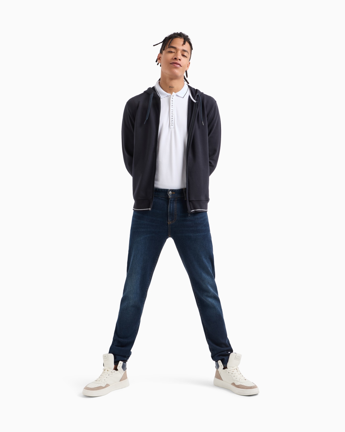 Stretch fabric zip-up sweatshirt Slide 1