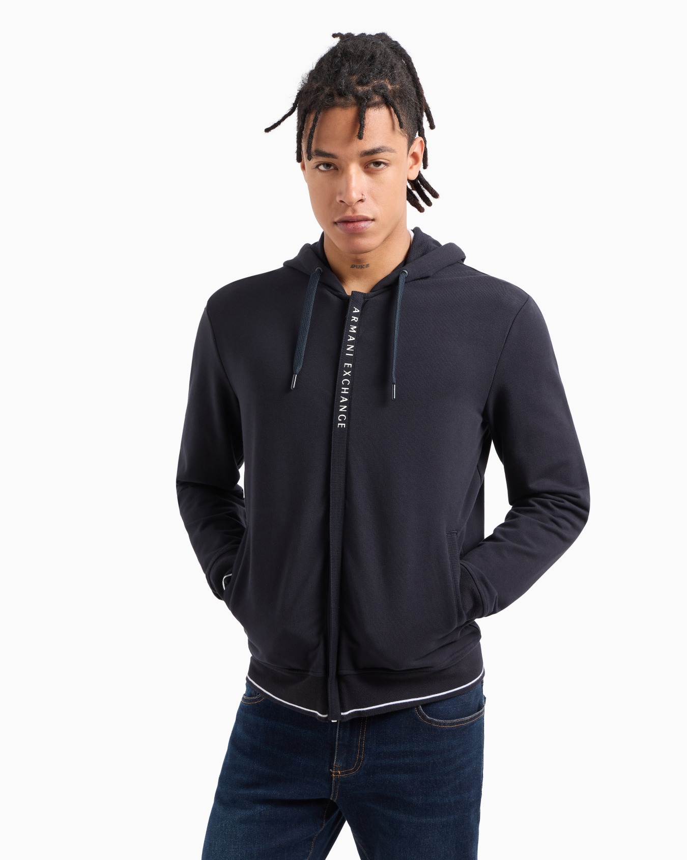 Stretch fabric zip-up sweatshirt Slide 3