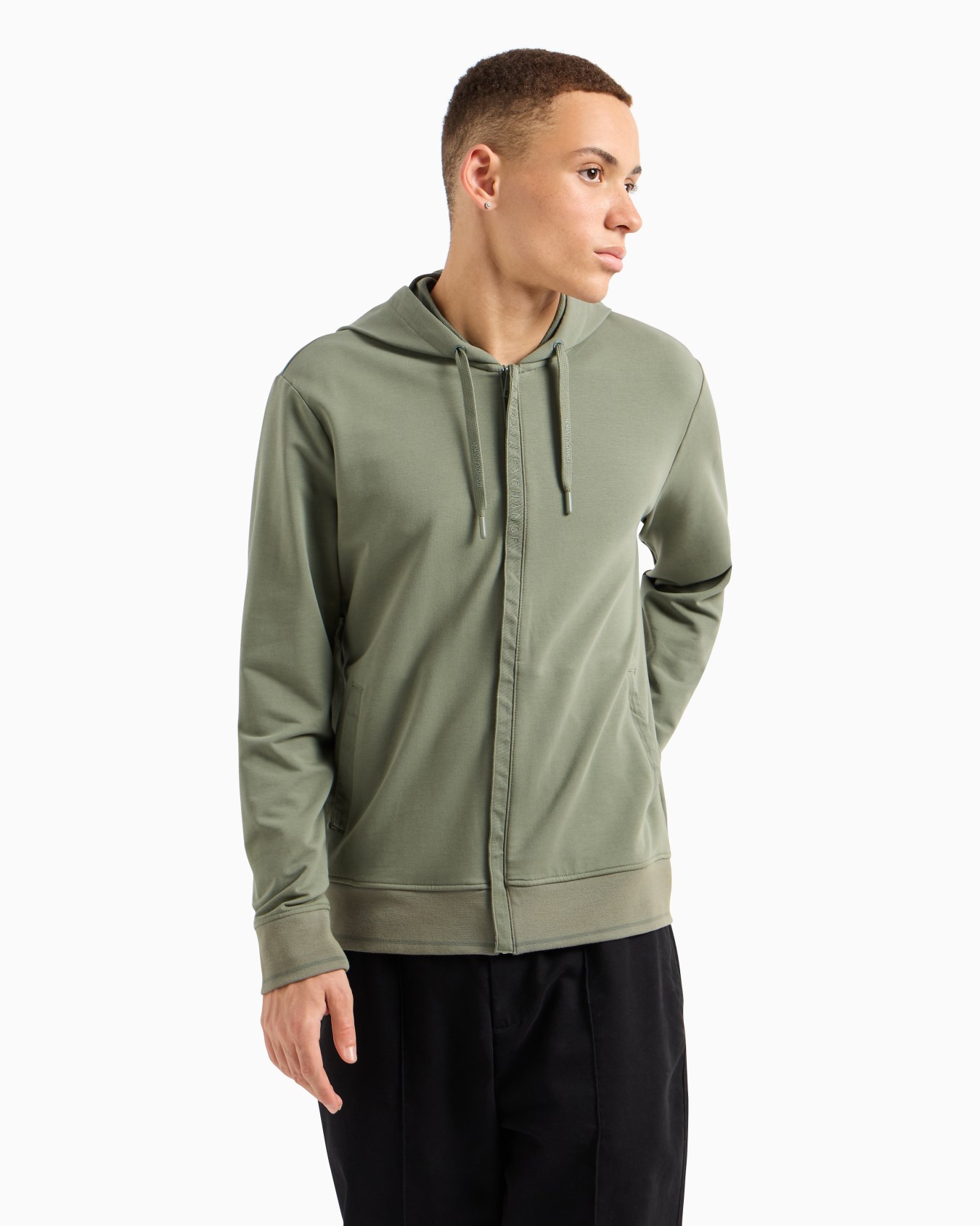 Stretch fabric zip-up sweatshirt Slide 1
