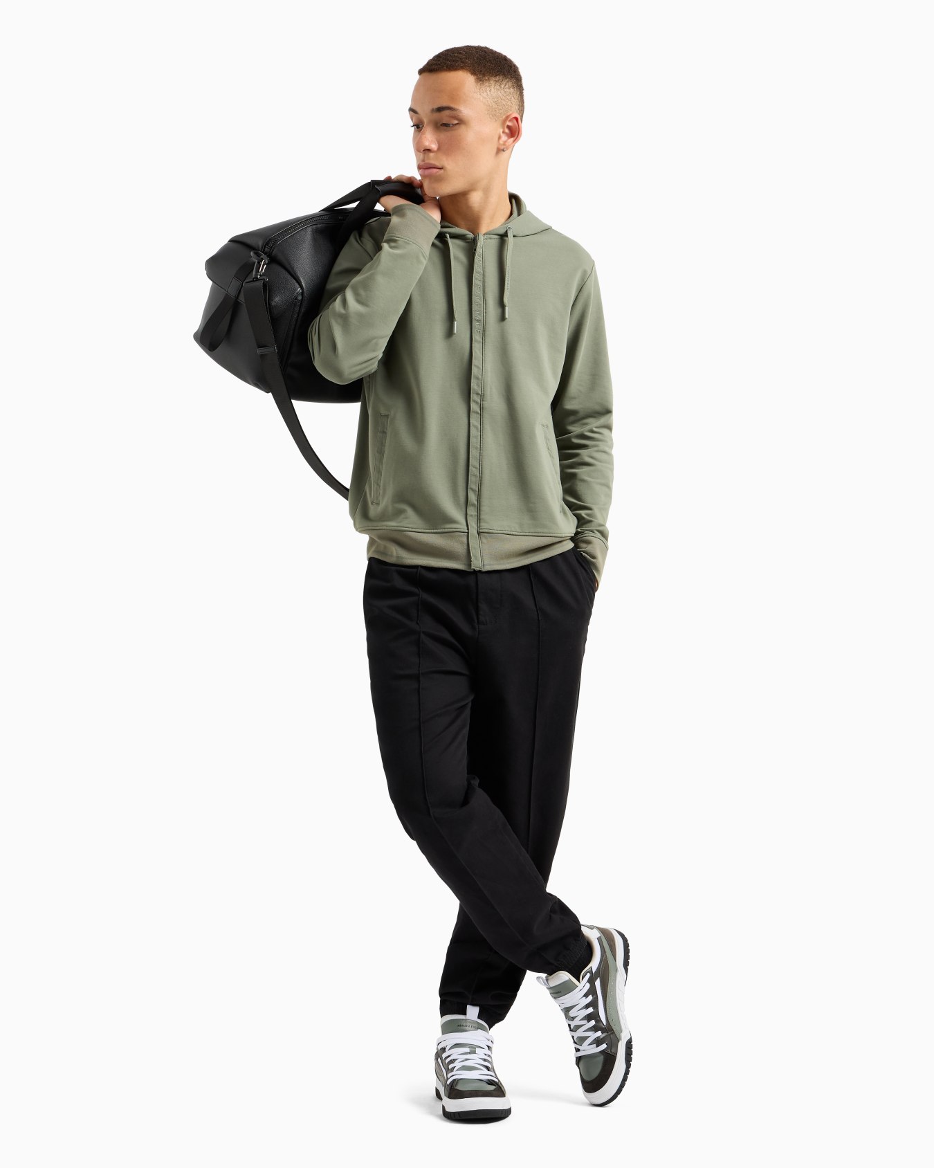 Stretch fabric zip-up sweatshirt Slide 3