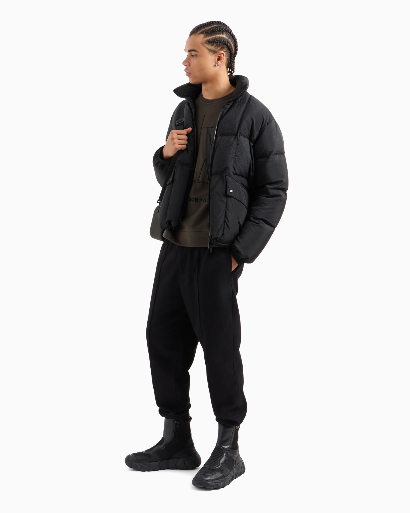 Stretch fabric zip-up hoodie Slide 3
