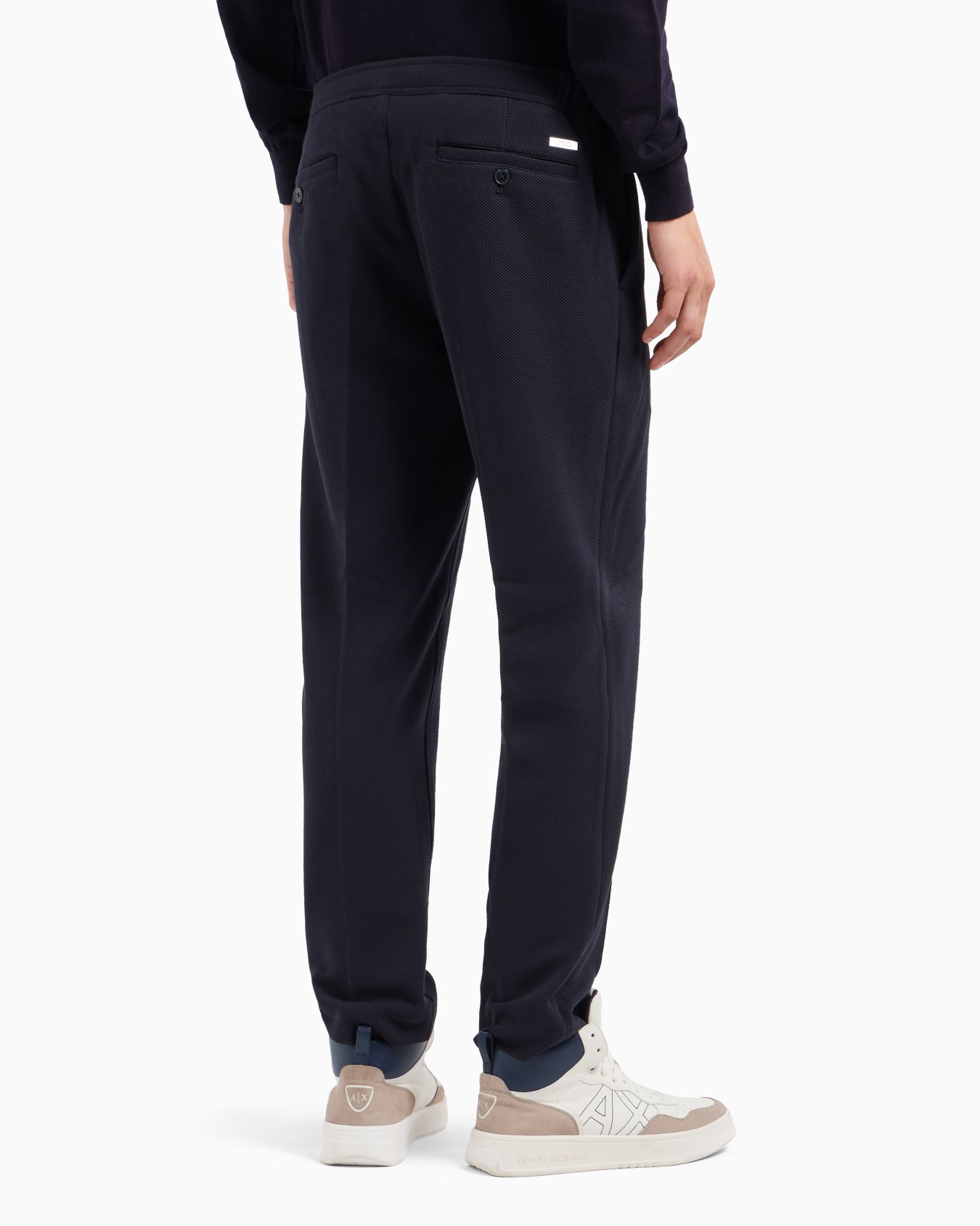 Straight fit trousers in textured fabric Slide 2