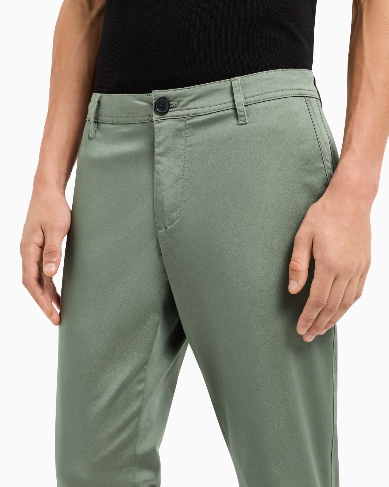 Pantalón chino de algodón satinado elástico Diapositiva 4