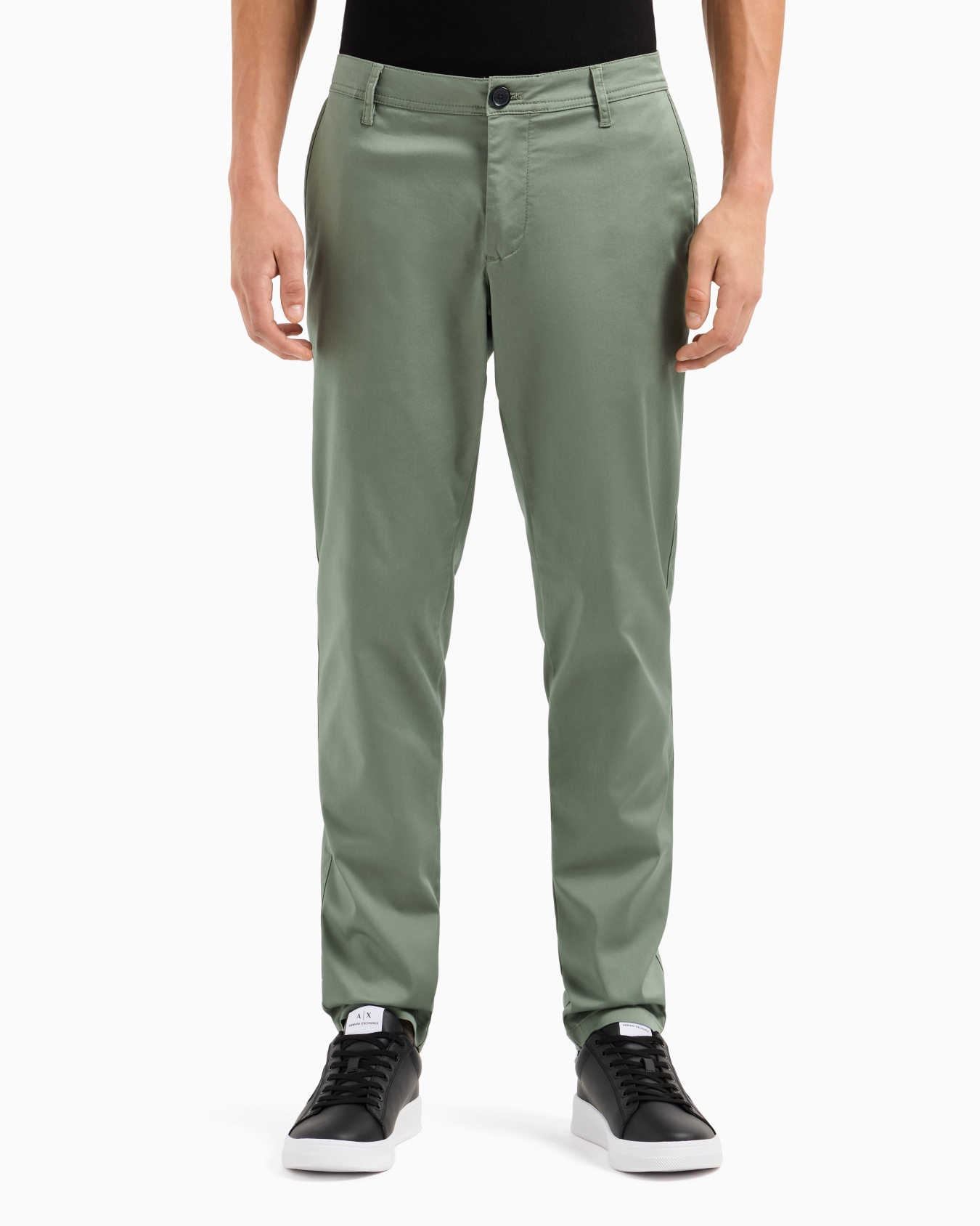 Pantalón chino de algodón satinado elástico Diapositiva 1