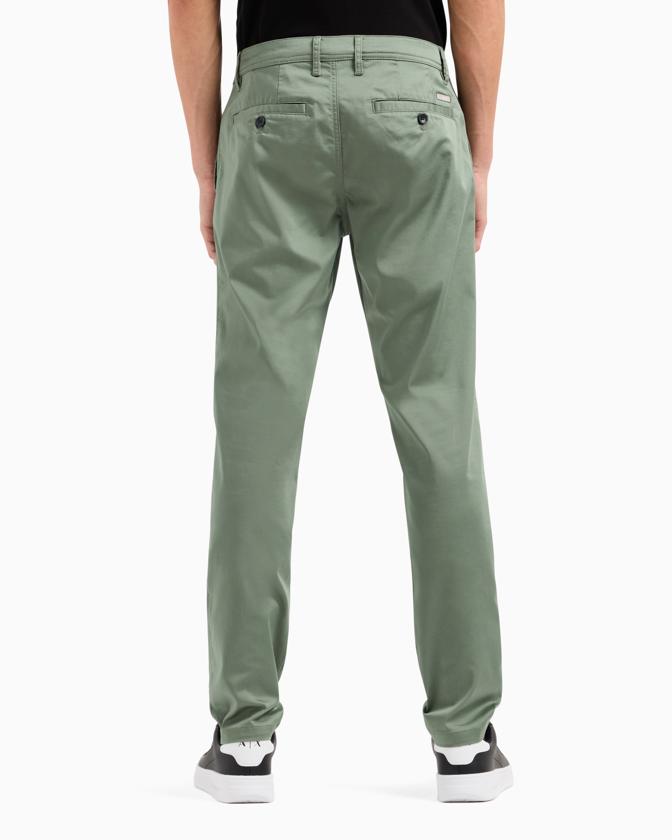 Pantalón chino de algodón satinado elástico Diapositiva 2
