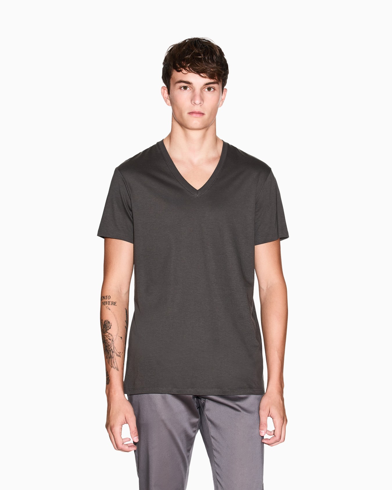 Slim fit T-shirt in Pima cotton jersey Slide 3