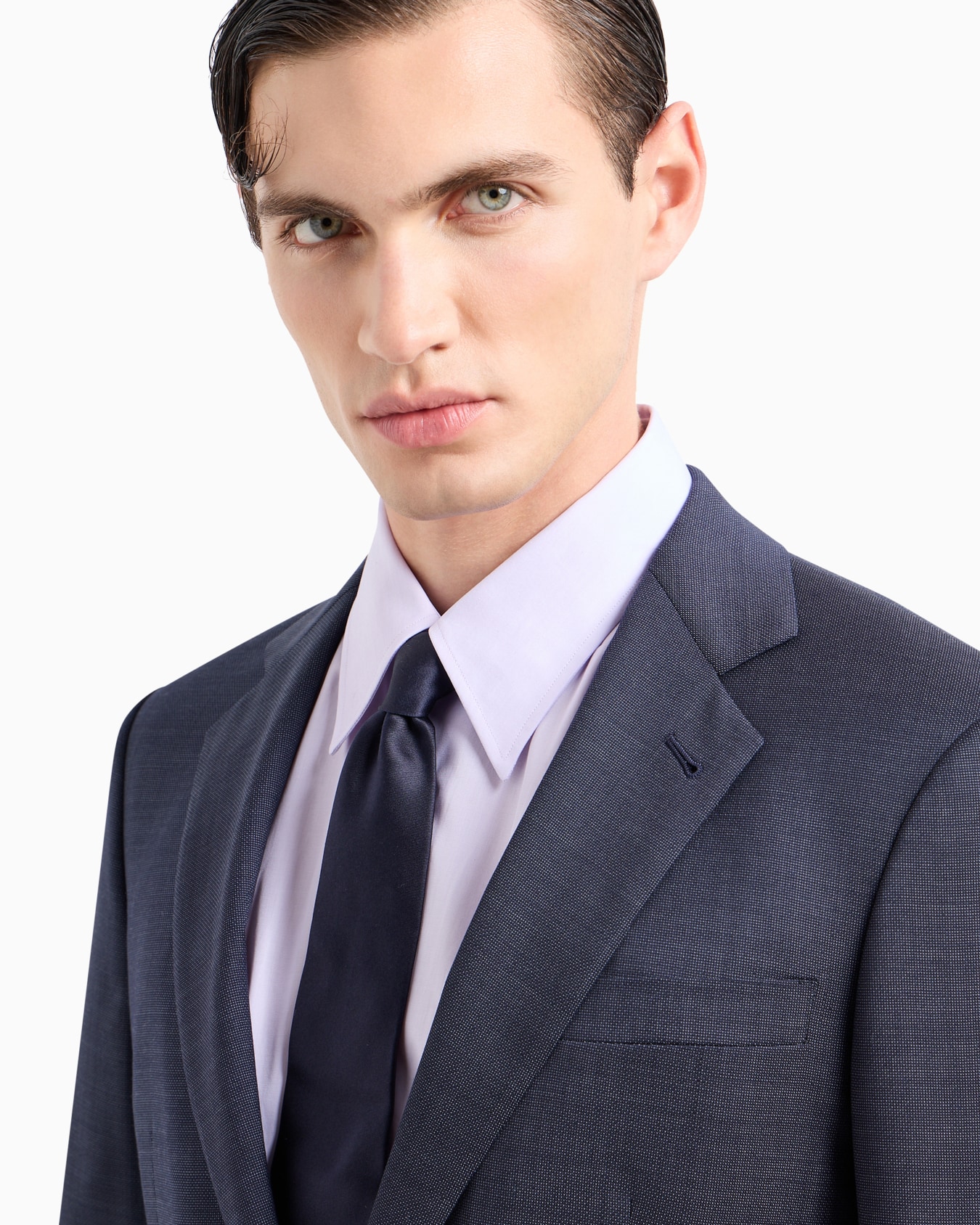 Costume à simple boutonnage gamme Soho en sergé de laine vierge au point broche Diapositive 4