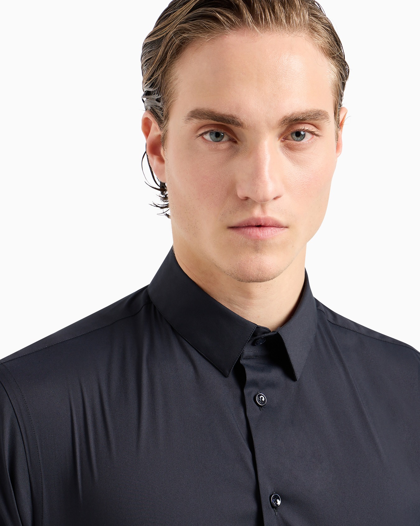 Camisa de tejido liso elástico de algodón Diapositiva 4