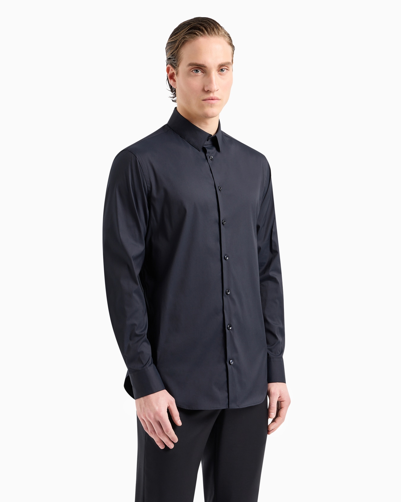 Camisa de tejido liso elástico de algodón Diapositiva 3