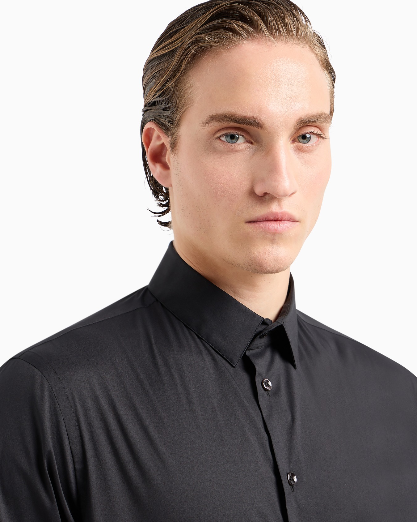 Chemise en tissu de coton stretch uni Diapositive 4