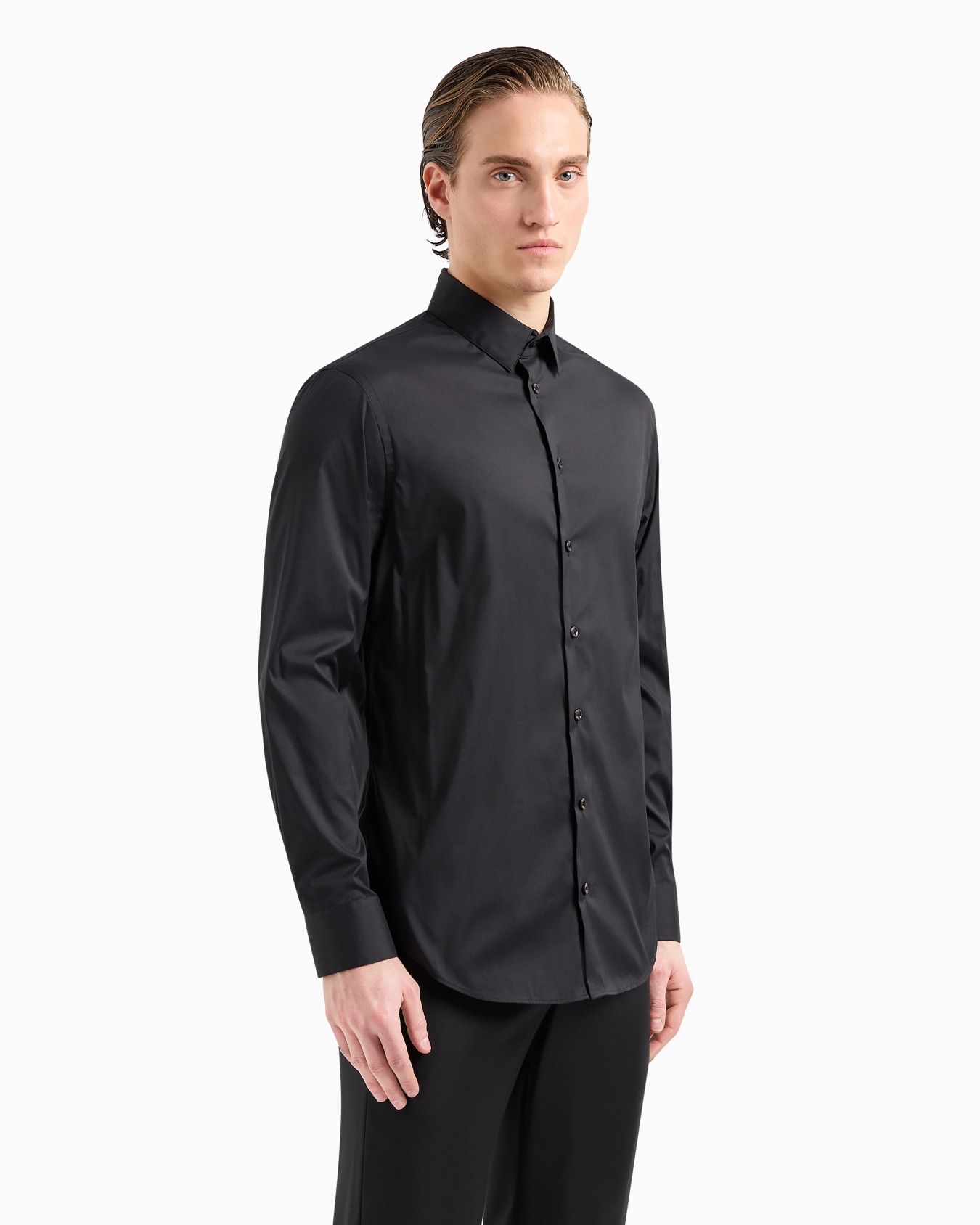 Chemise en tissu de coton stretch uni Diapositive 3