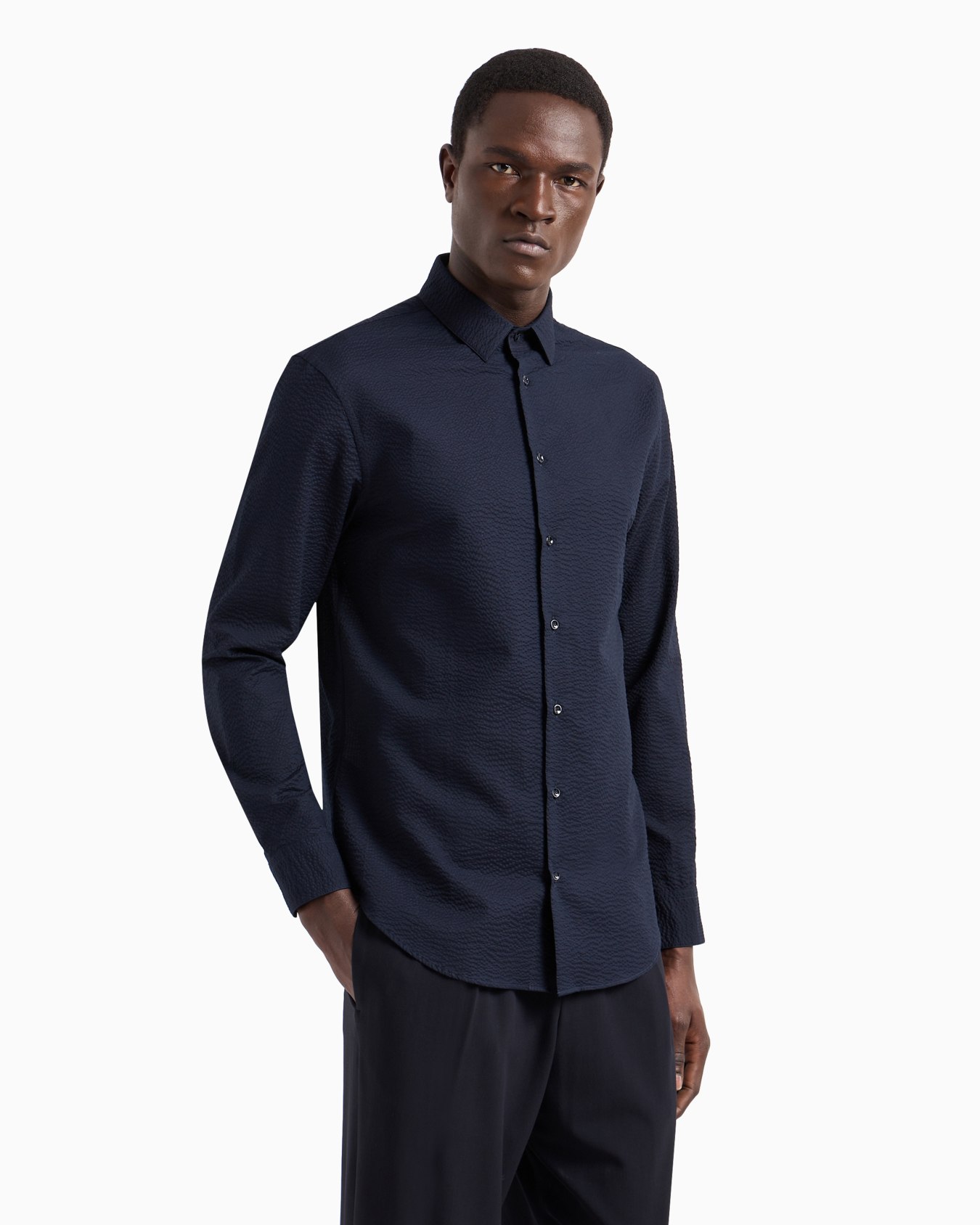Regular-fit cotton-seersucker shirt Slide 3