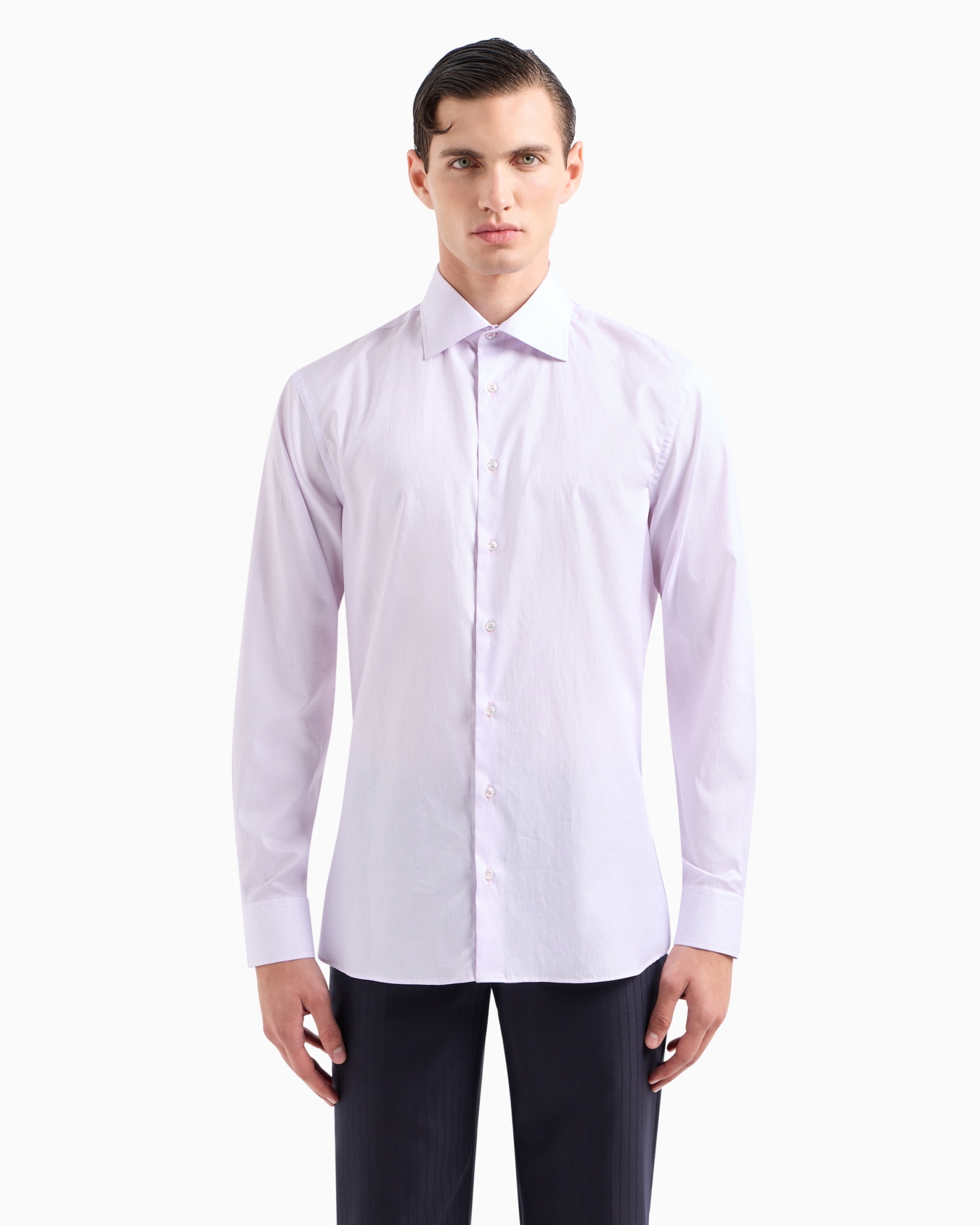Regular-fit shirt in micro-striped luxury cotton Slide 1