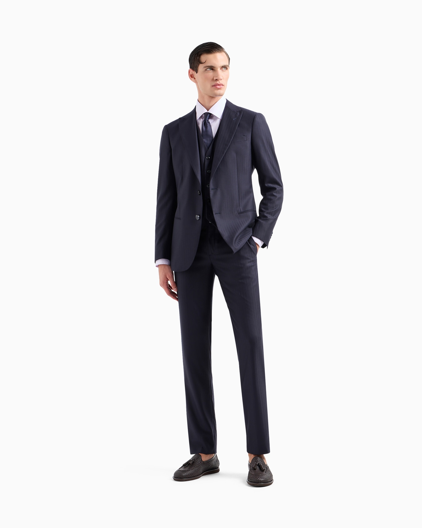 Regular-fit shirt in micro-striped luxury cotton Slide 1