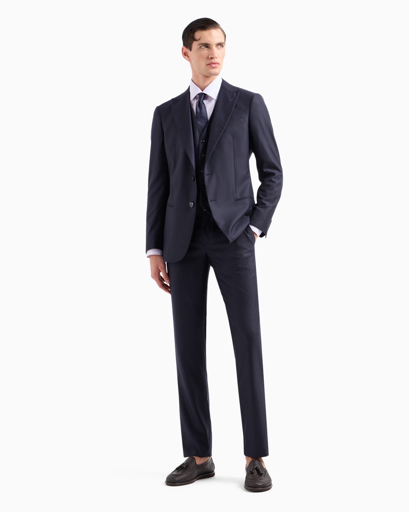 Regular-fit shirt in micro-striped luxury cotton Slide 3