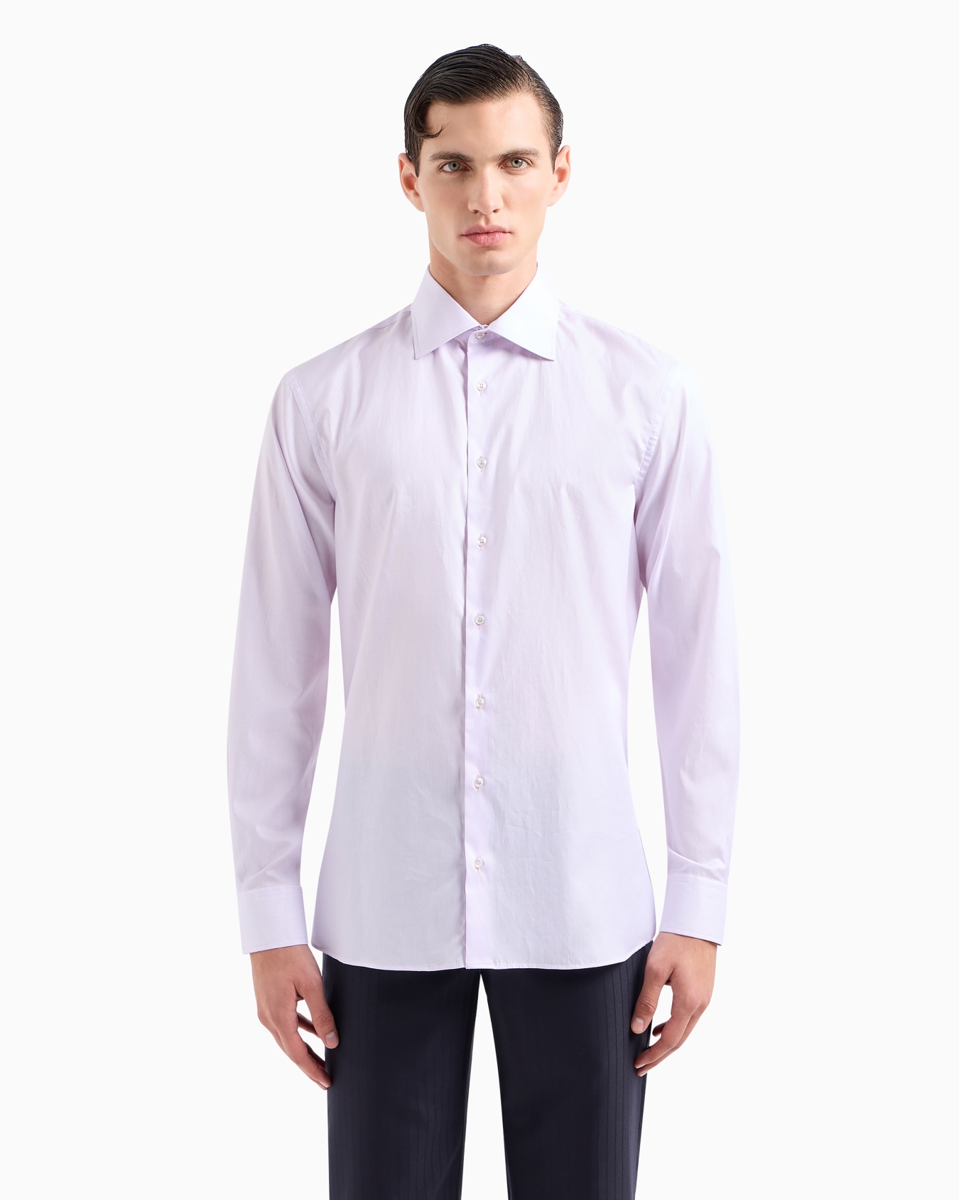Regular-fit shirt in micro-striped luxury cotton Slide 3