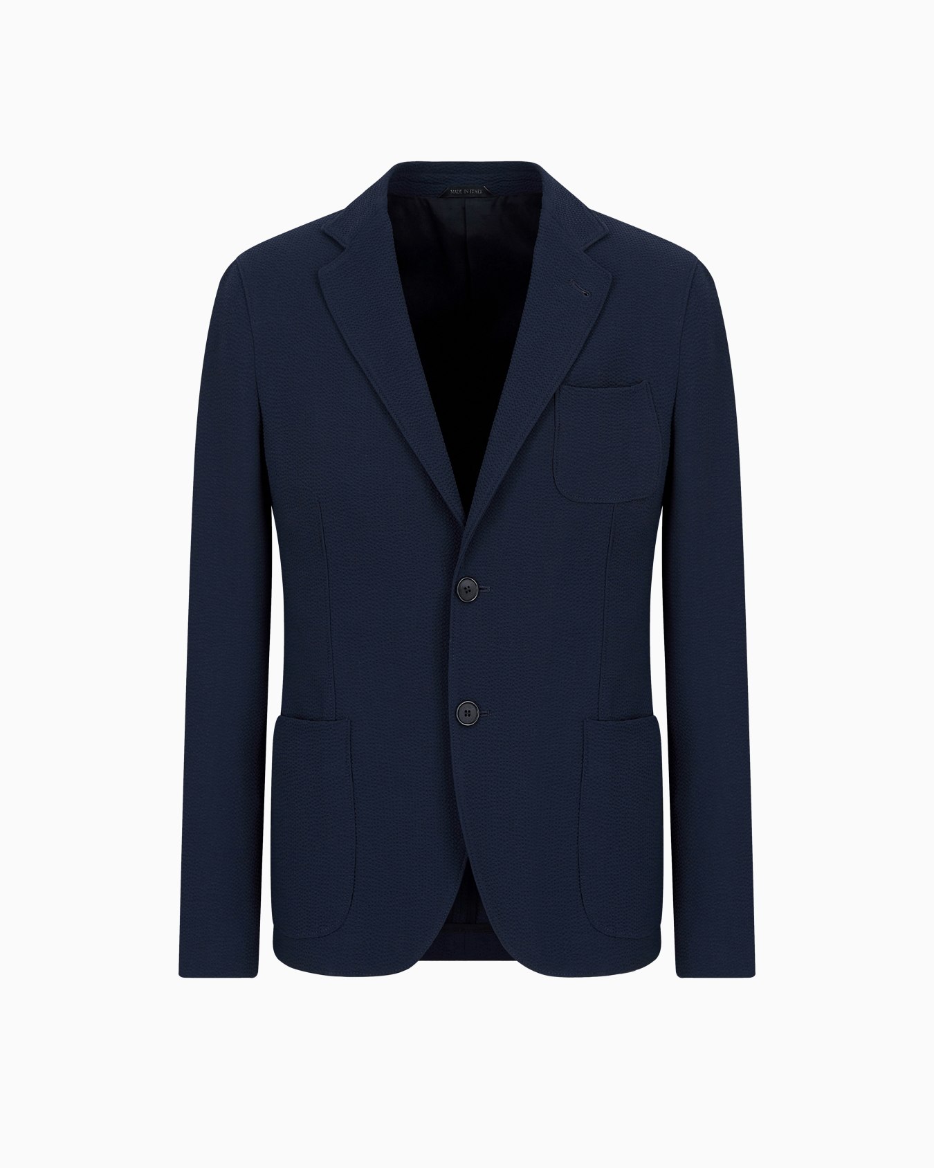 Chaqueta de abotonadura sencilla de sirsaca lisa de lana elástica Diapositiva 0