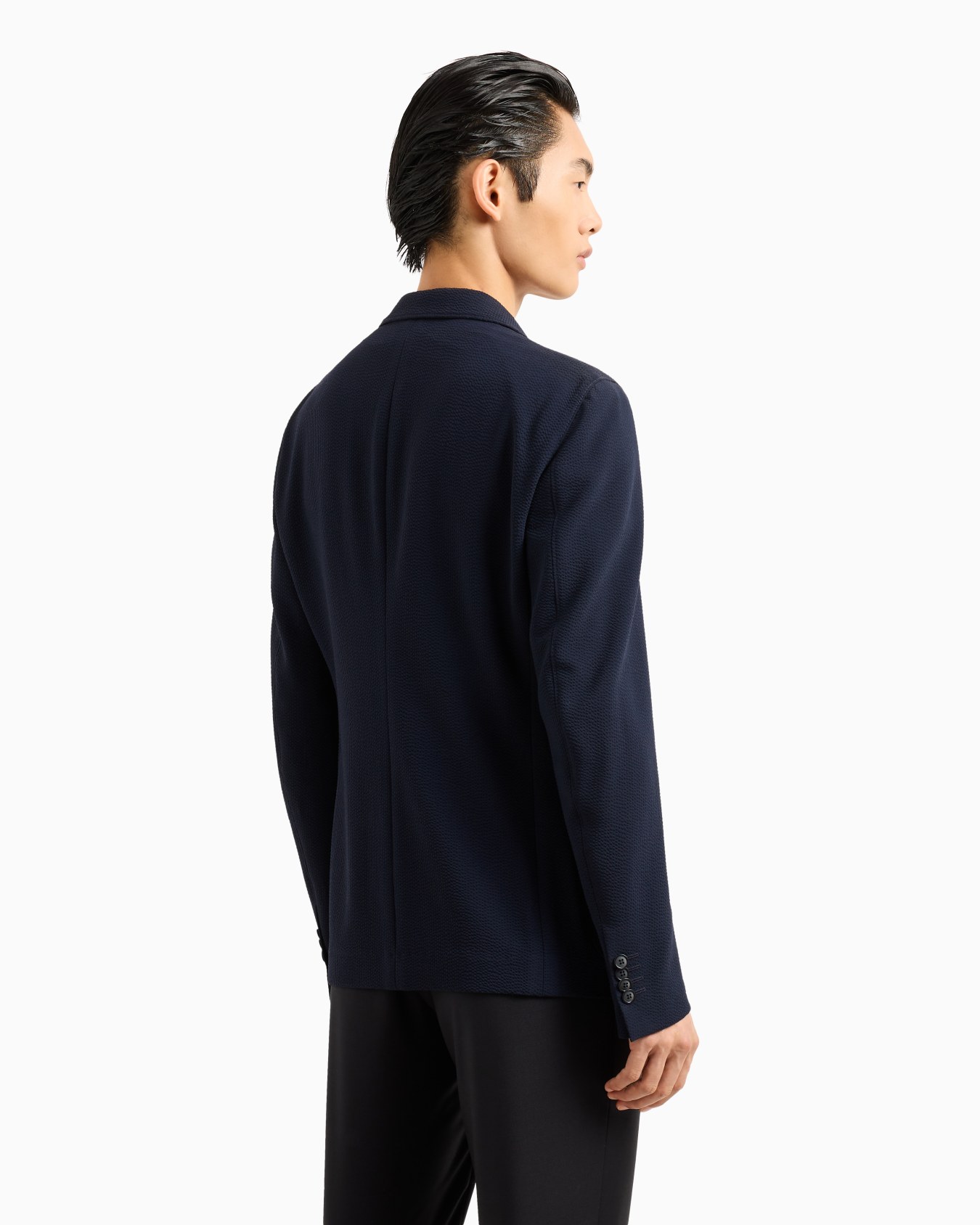 Chaqueta de abotonadura sencilla de sirsaca lisa de lana elástica Diapositiva 2