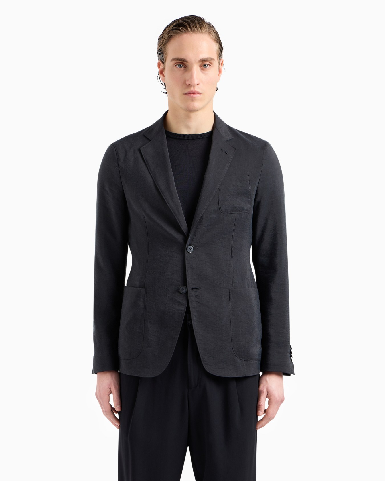 Upton Line single-breasted jacket in a silk-blend twill Slide 1