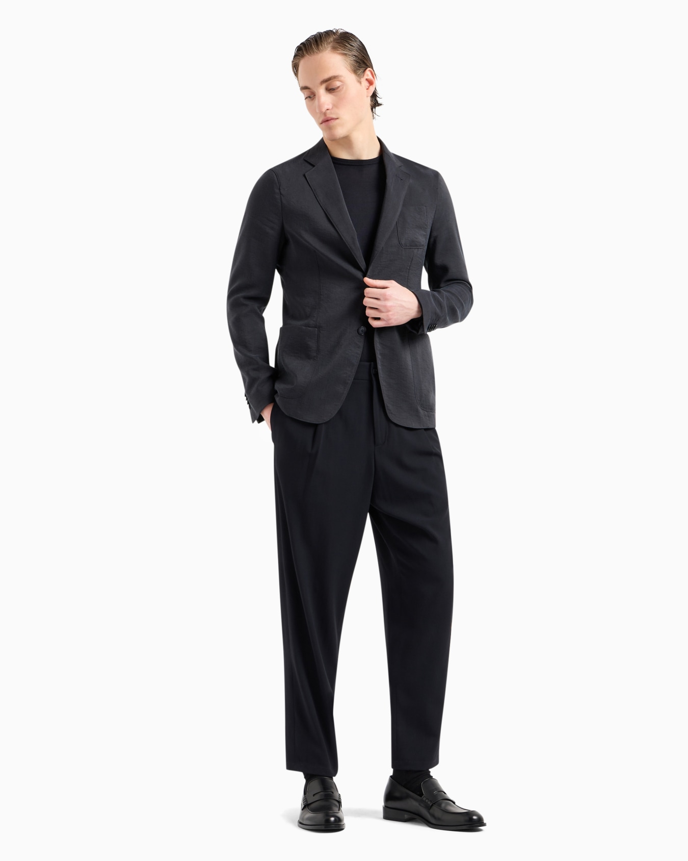 Upton Line single-breasted jacket in a silk-blend twill Slide 3