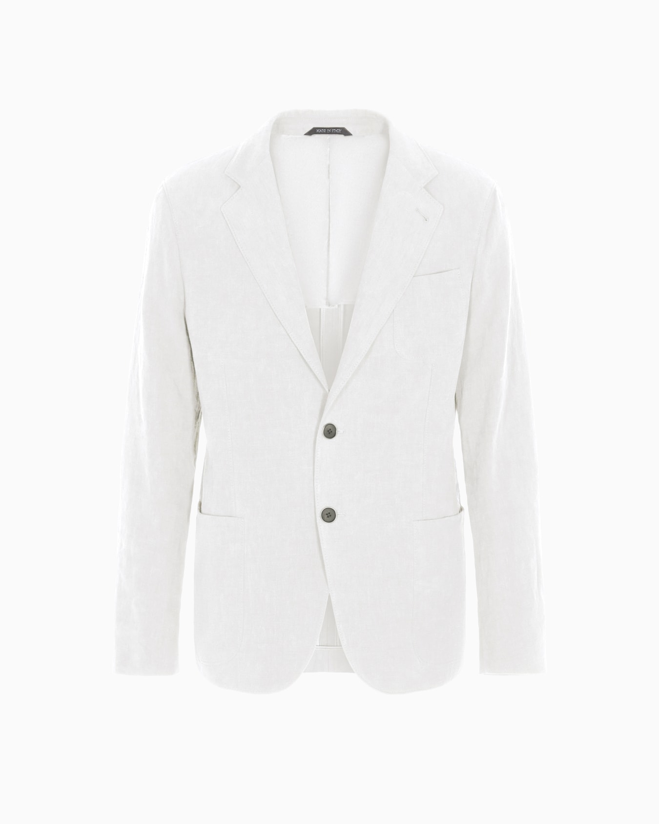 Upton line single-breasted jacket in pure linen canvas Slide 0