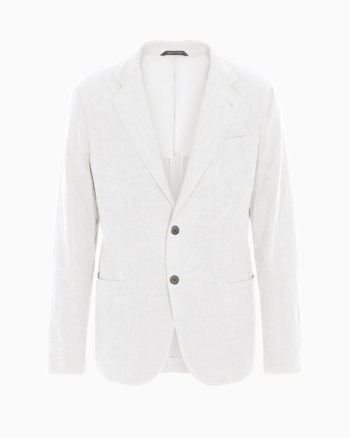 Upton line single-breasted jacket in pure linen canvas Slide 0
