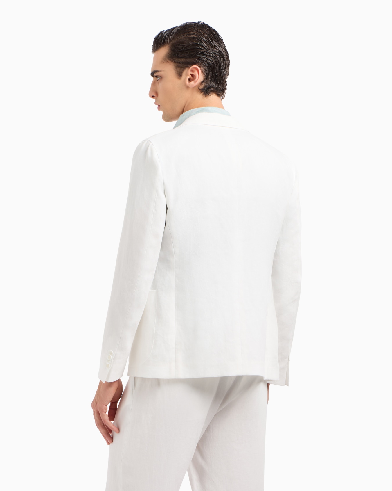 Upton line single-breasted jacket in pure linen canvas Slide 2