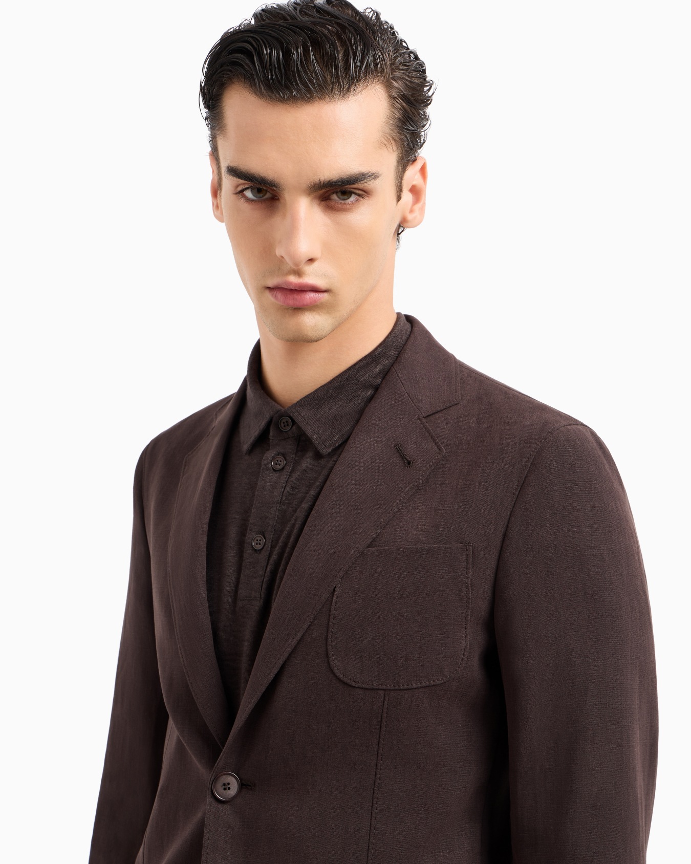 Upton line single-breasted jacket in pure linen canvas Slide 4