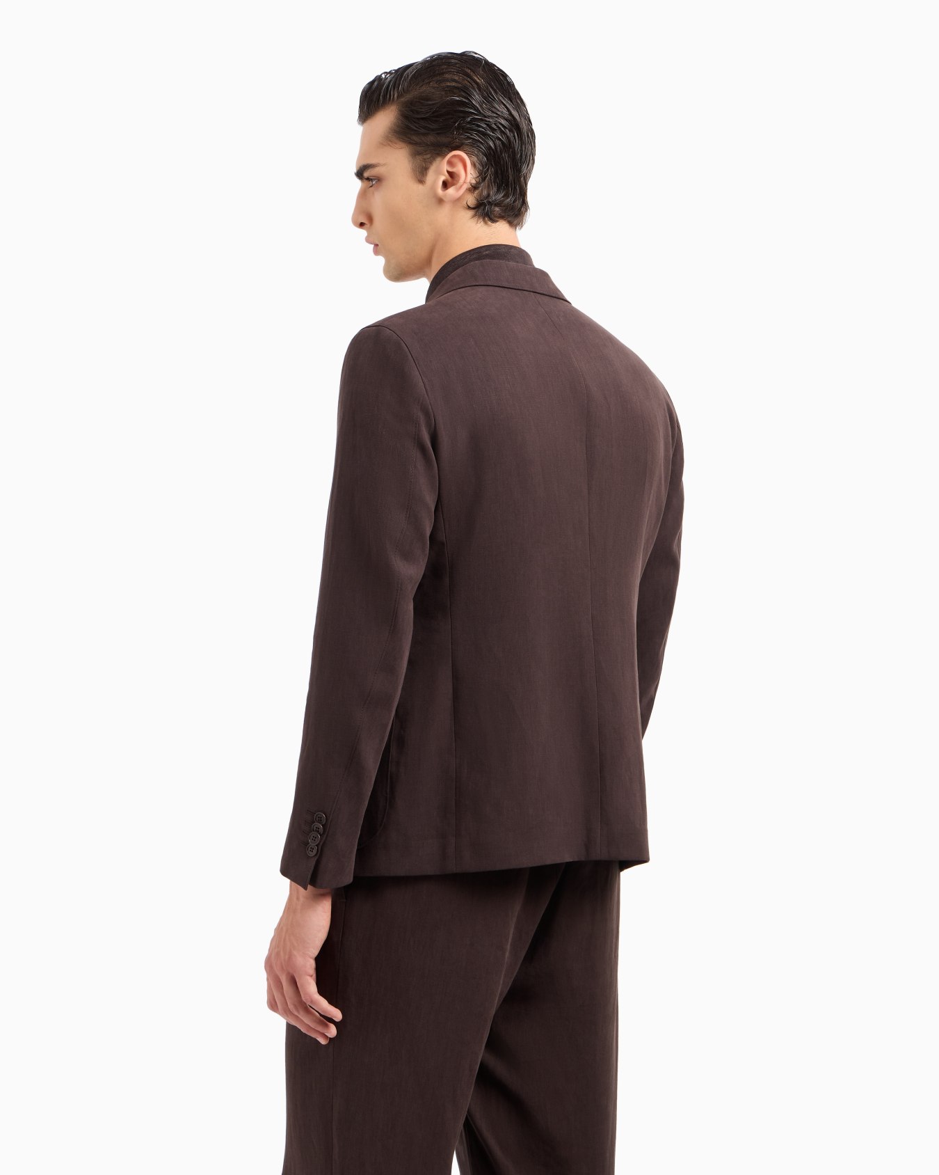 Upton line single-breasted jacket in pure linen canvas Slide 2