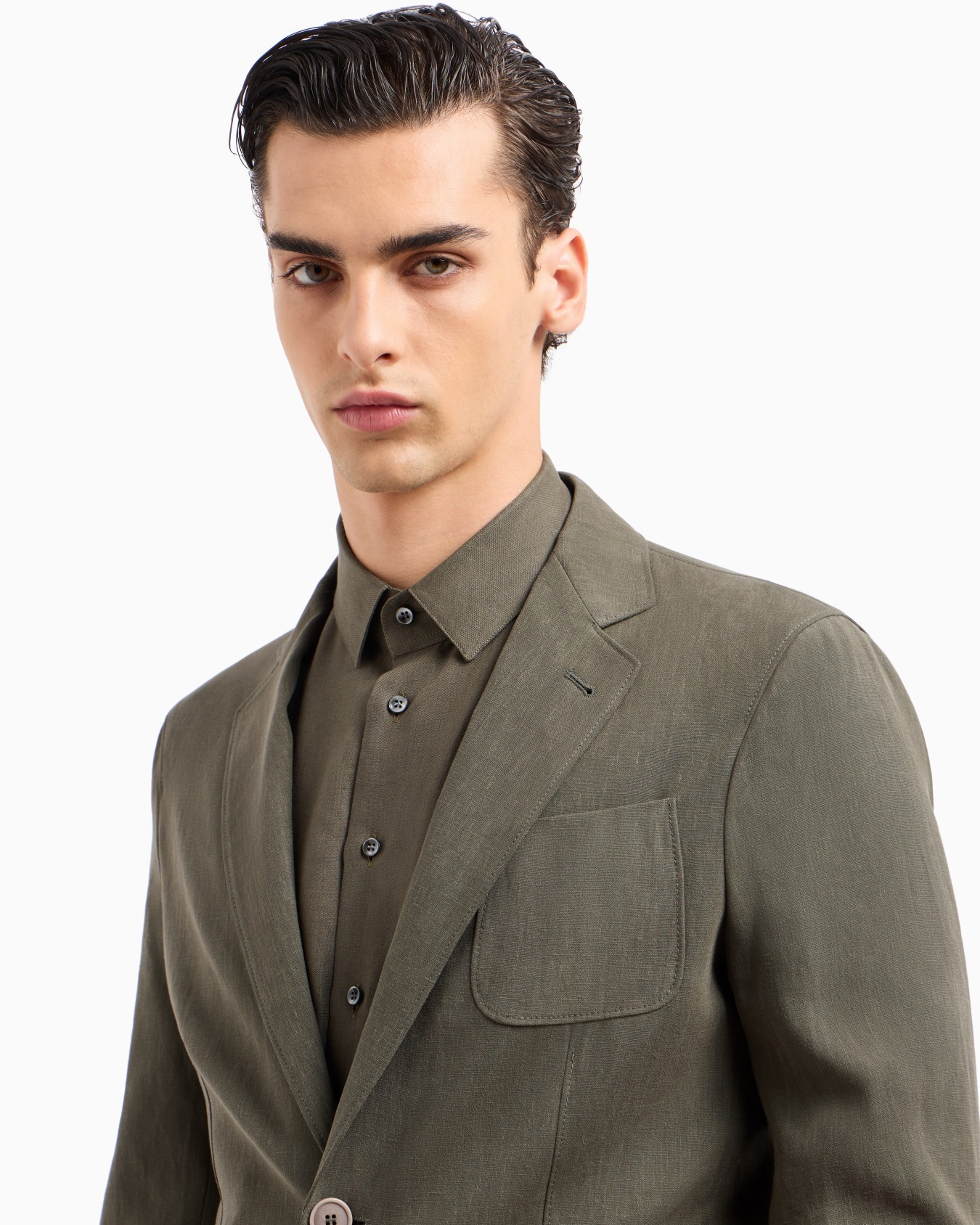 Upton line single-breasted jacket in pure linen canvas Slide 4
