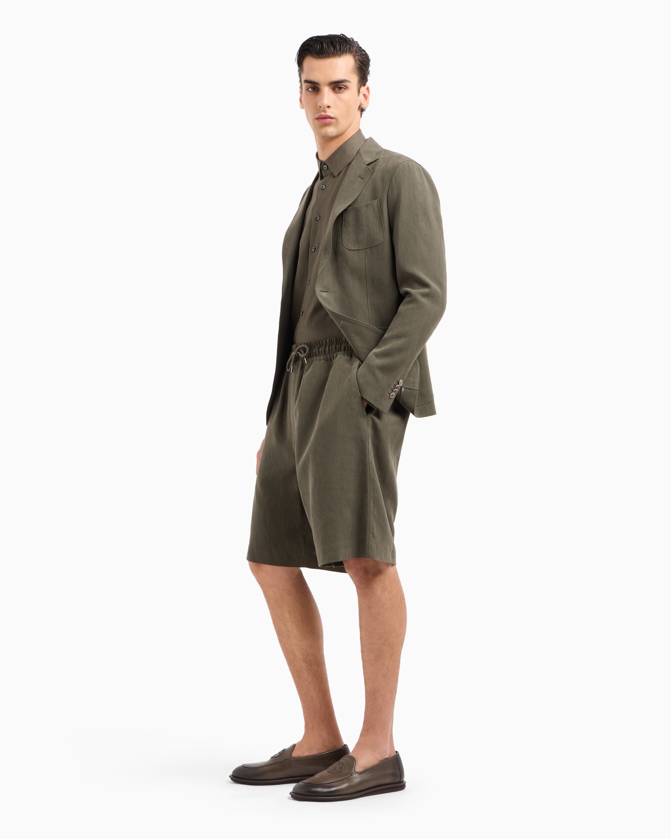 Upton line single-breasted jacket in pure linen canvas Slide 3